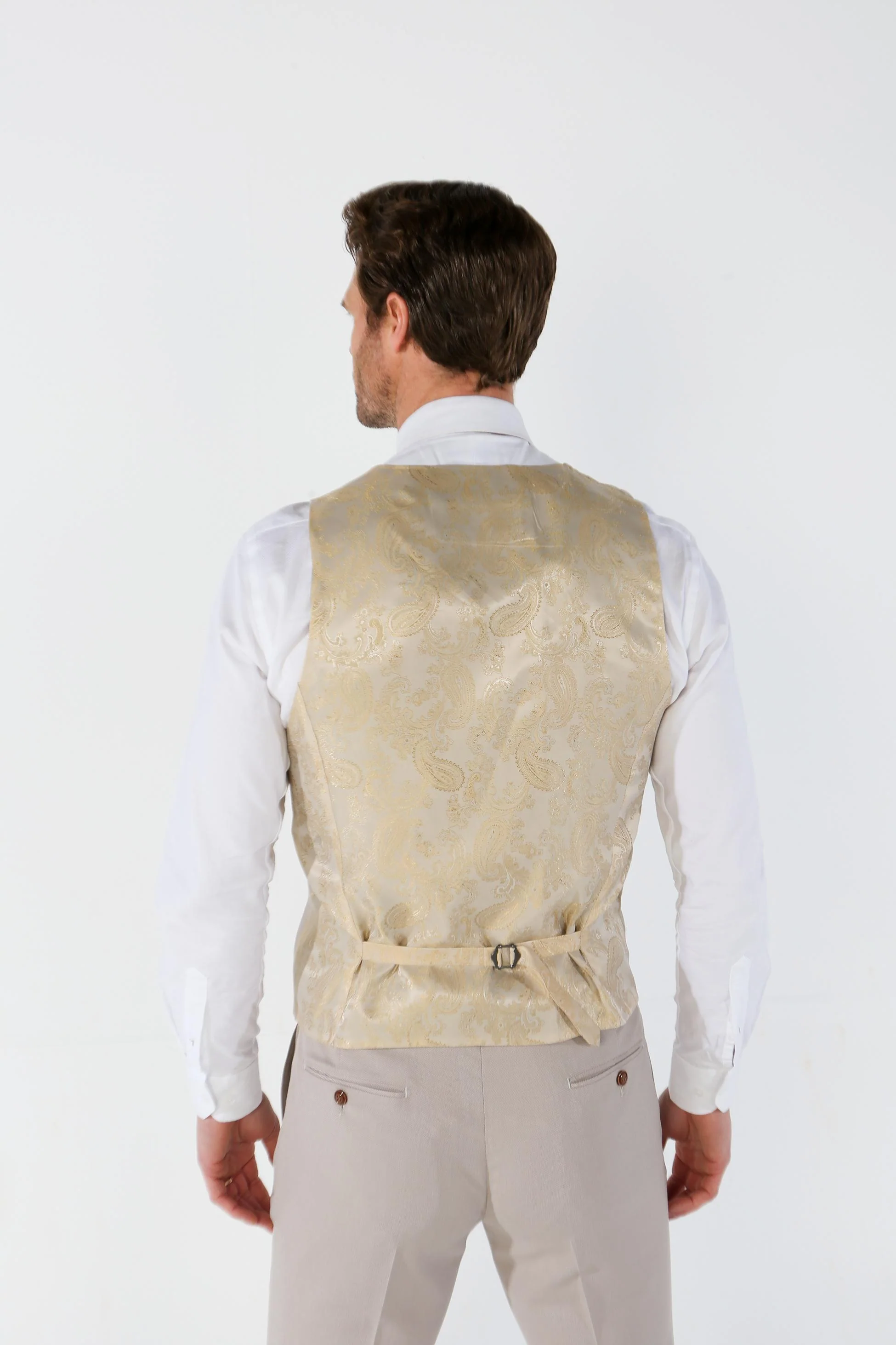 Men's Tailored Fit Single breasted Waistcoat - MAYFAIR - Stone - Image 5