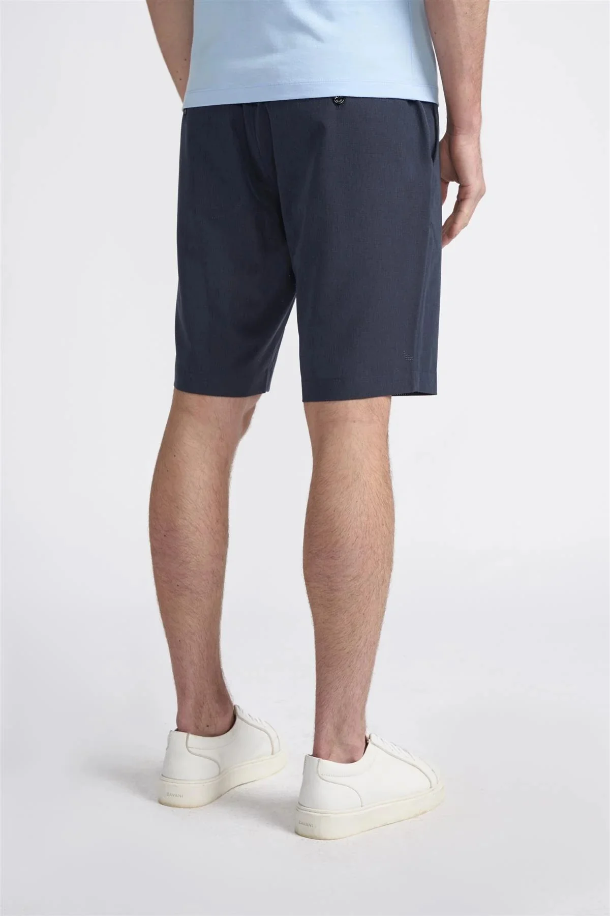 Men's Cotton Summer Essential Textured Short – DENVER - Navy - Image 3