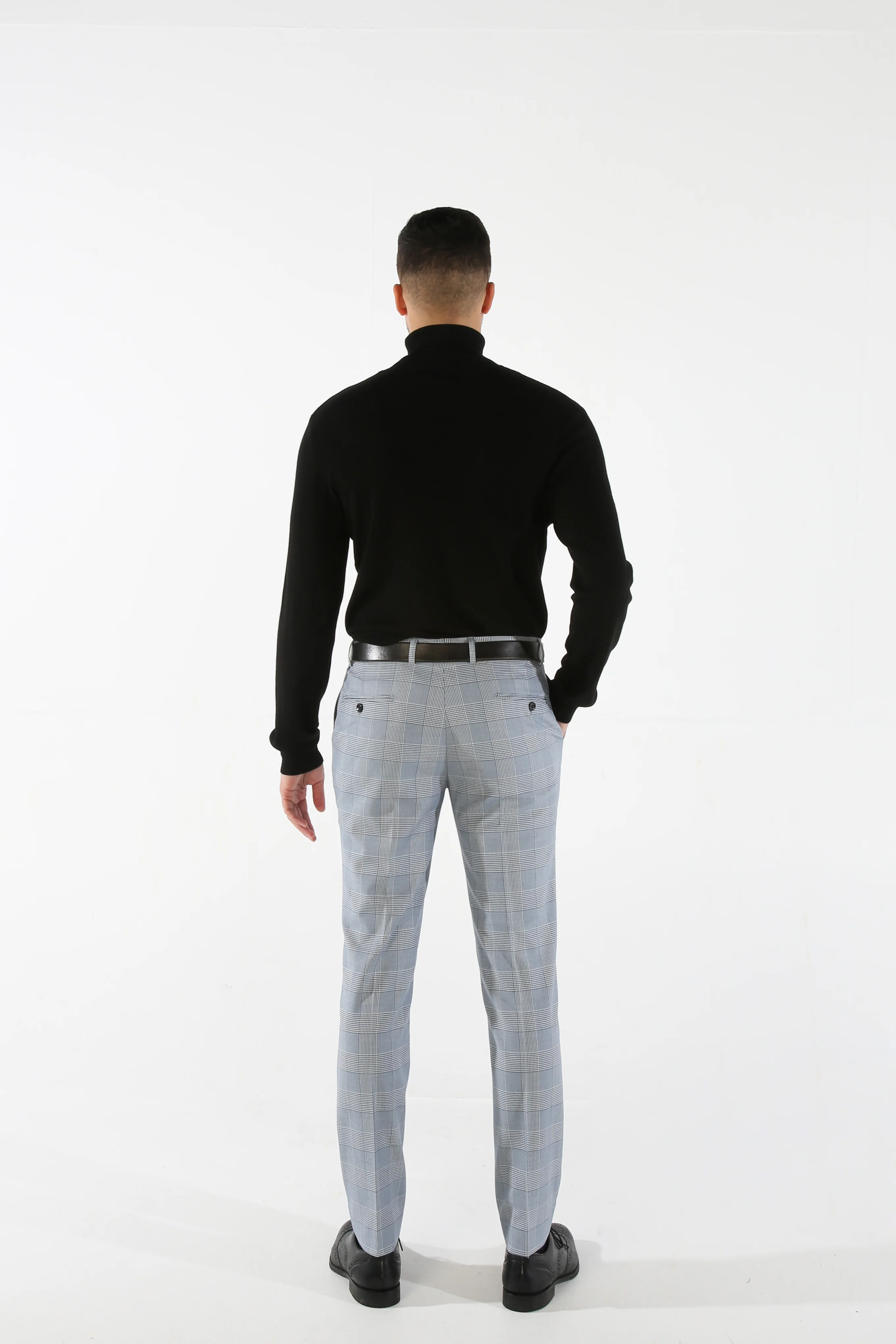 Men's Tweed Houndstooth Check Sky Blue Suit - MARK - Sky Blue - Image 10