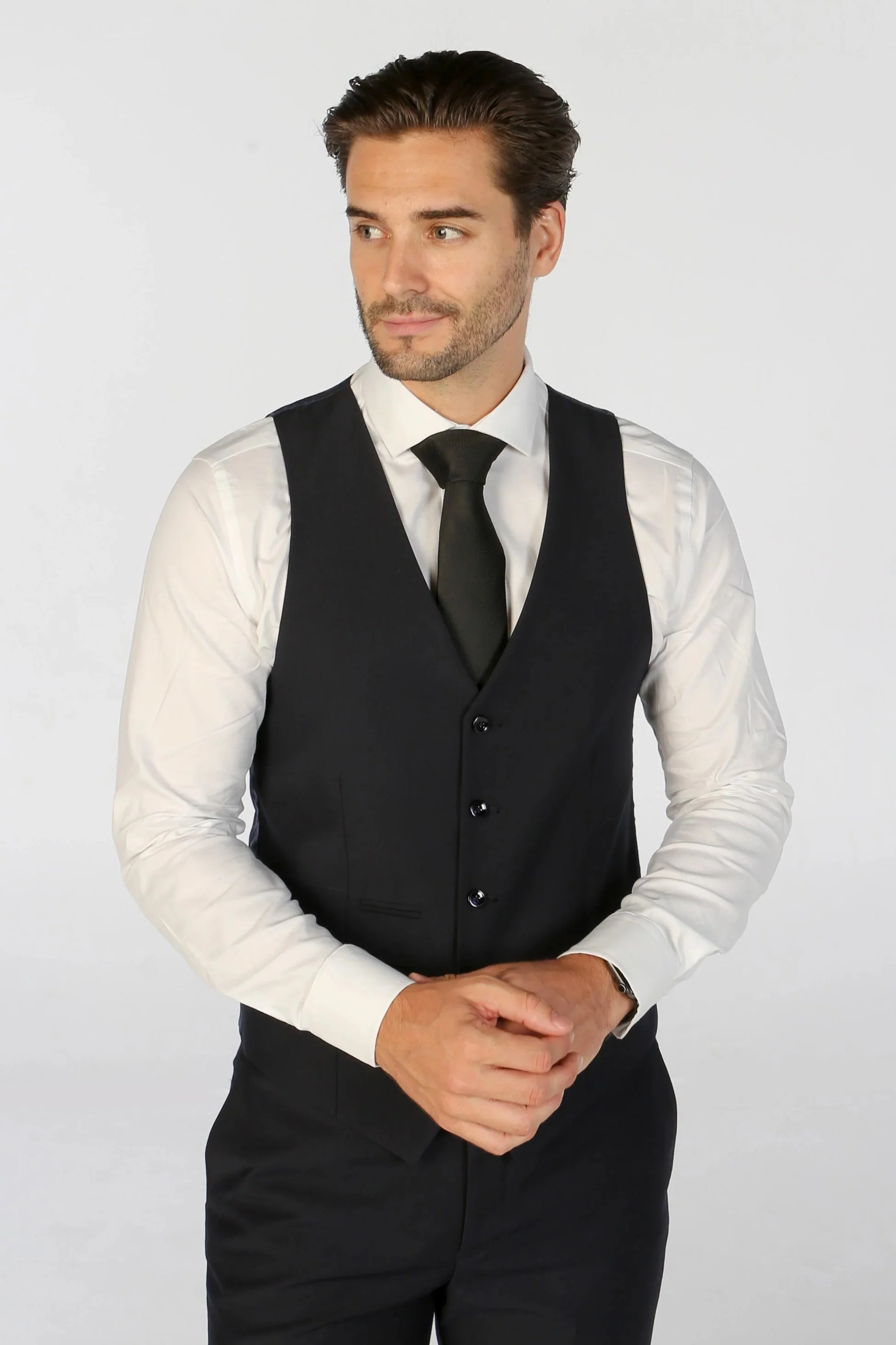 Men’s Tailored Fit Waistcoat – PARKER - Navy Blue - Image 2