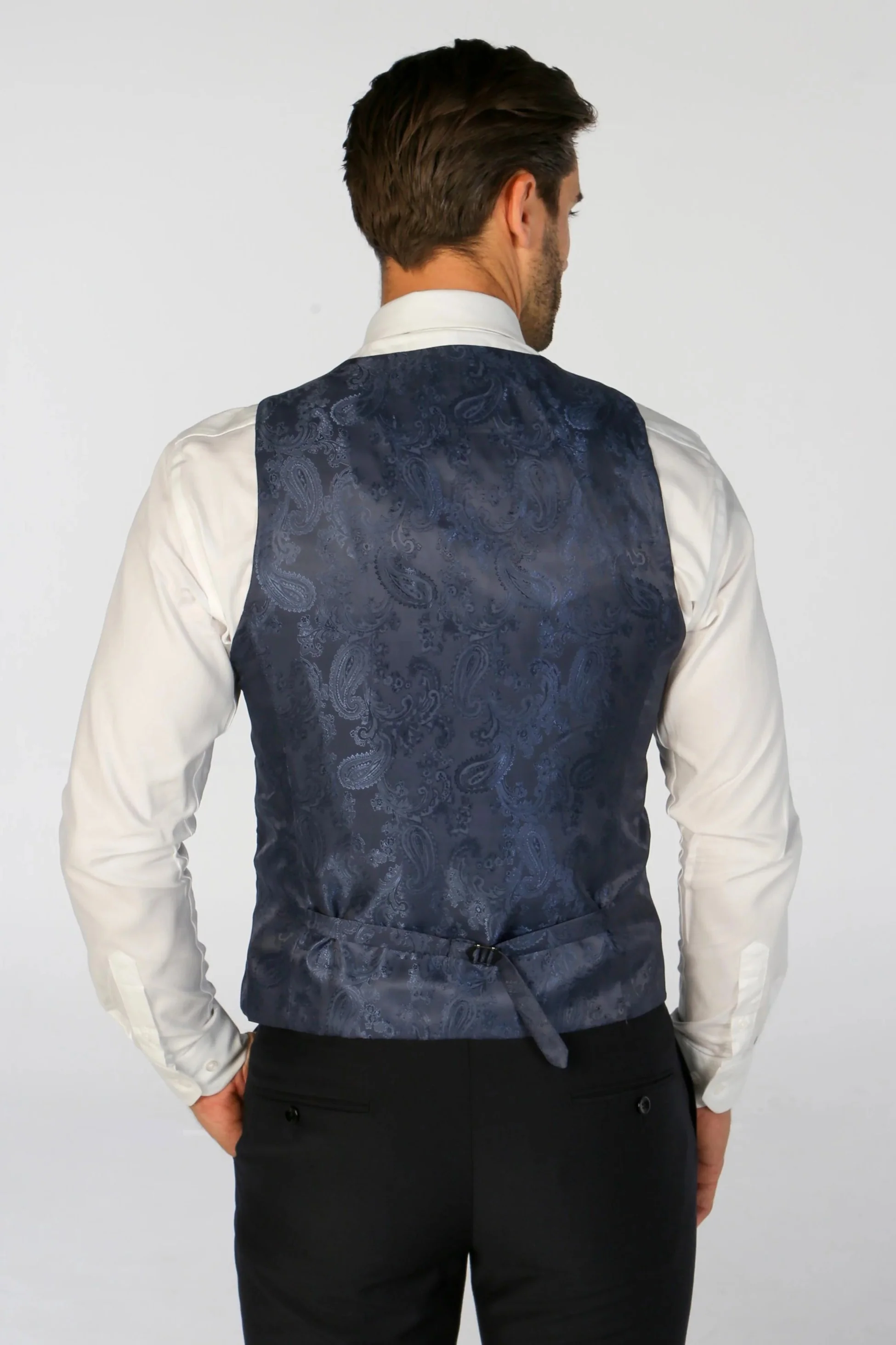 Men’s Tailored Fit Waistcoat – PARKER - Navy Blue - Image 3