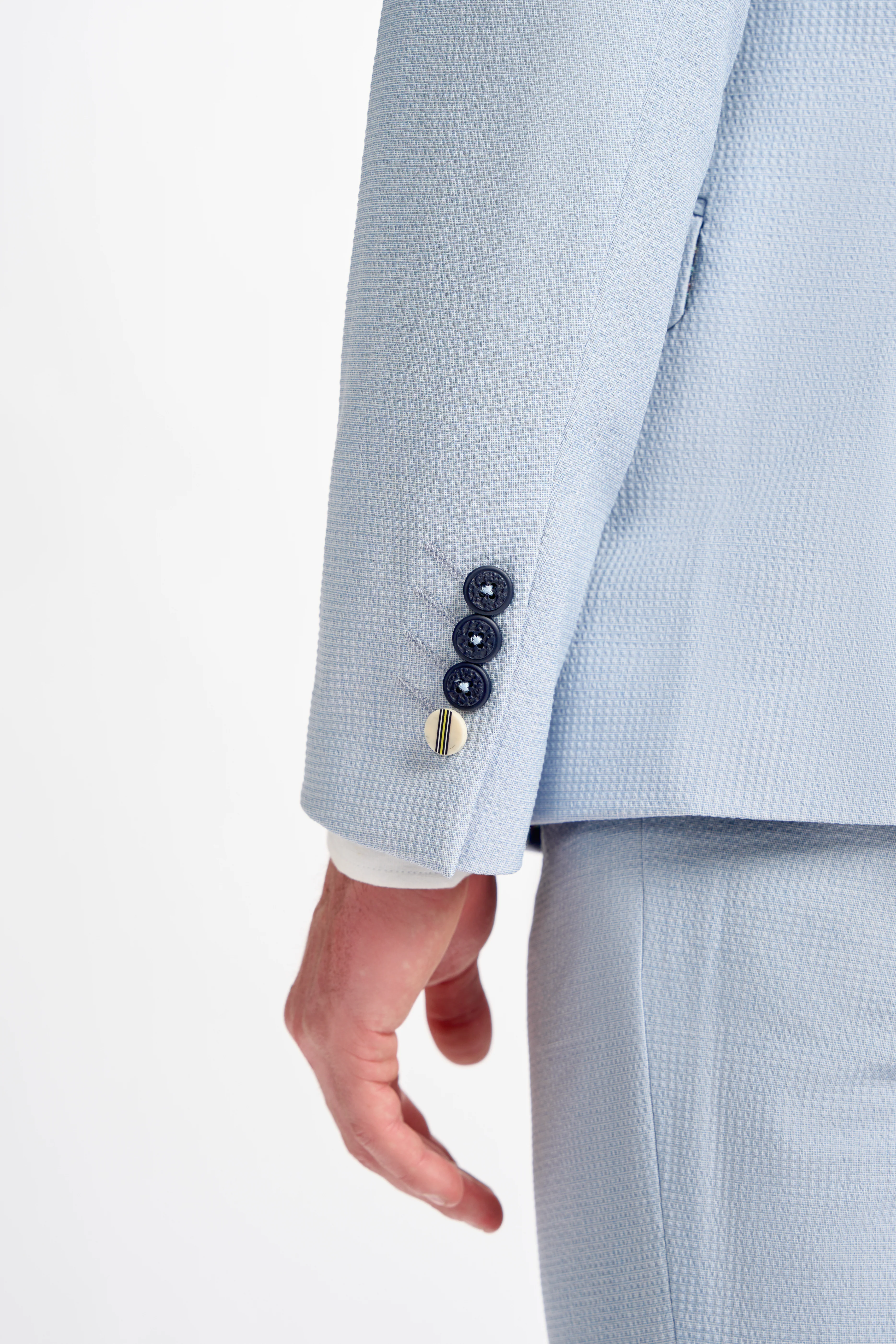 Men’s Textured Slim Fit Suit Jacket– SIREN - Sky Blue - Image 5