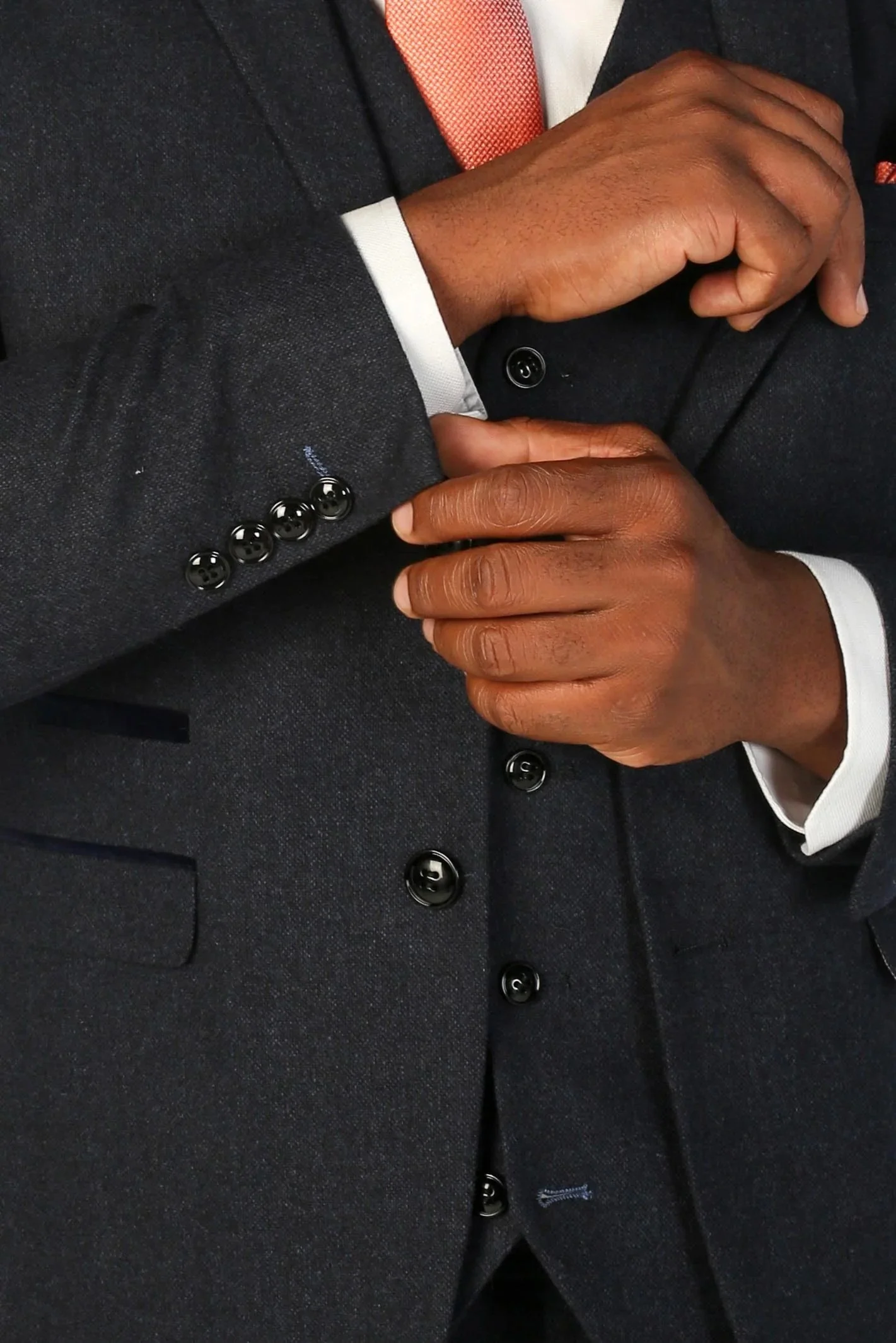 Men’s Tweed Wool Suit Jacket - OSCAR - Navy - Image 3