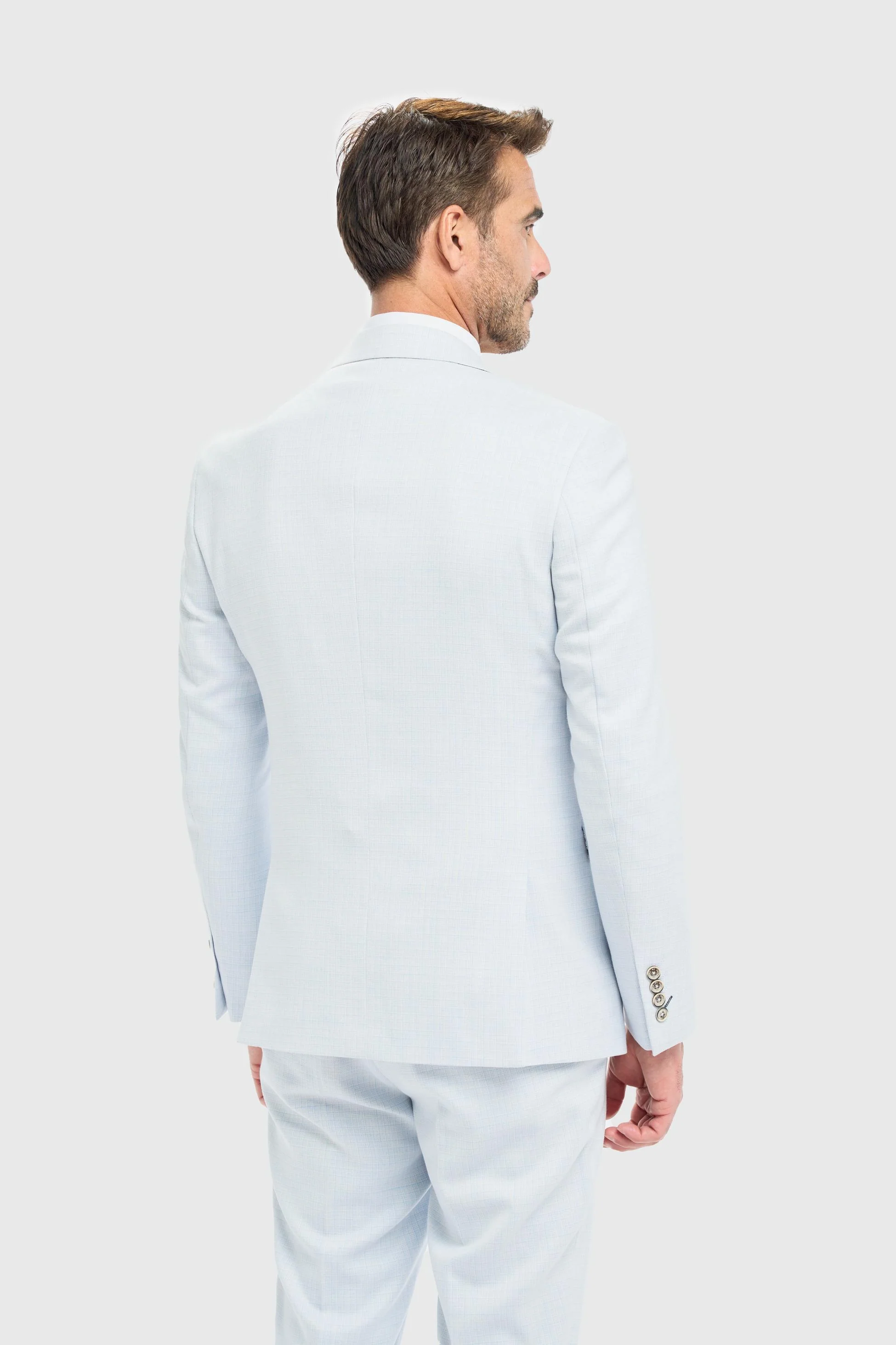Men’s 3-Piece Slim Fit Textured Formal Suit - Tropez Sky Blue - Sky Blue - Image 3