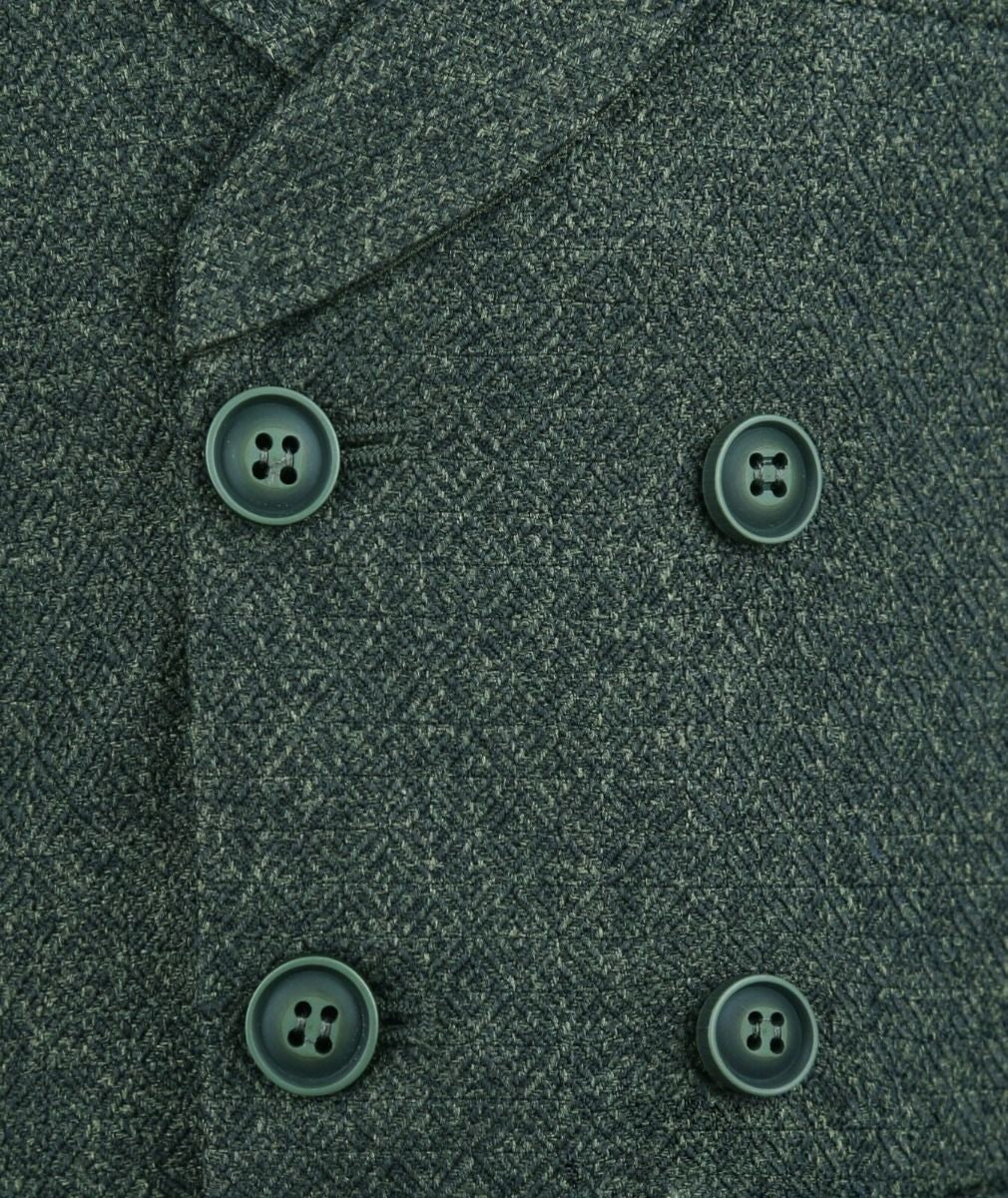 Men's and Boys Herringbone Tweed Double-breasted Waistcoat - ALPINI - Green - Image 3