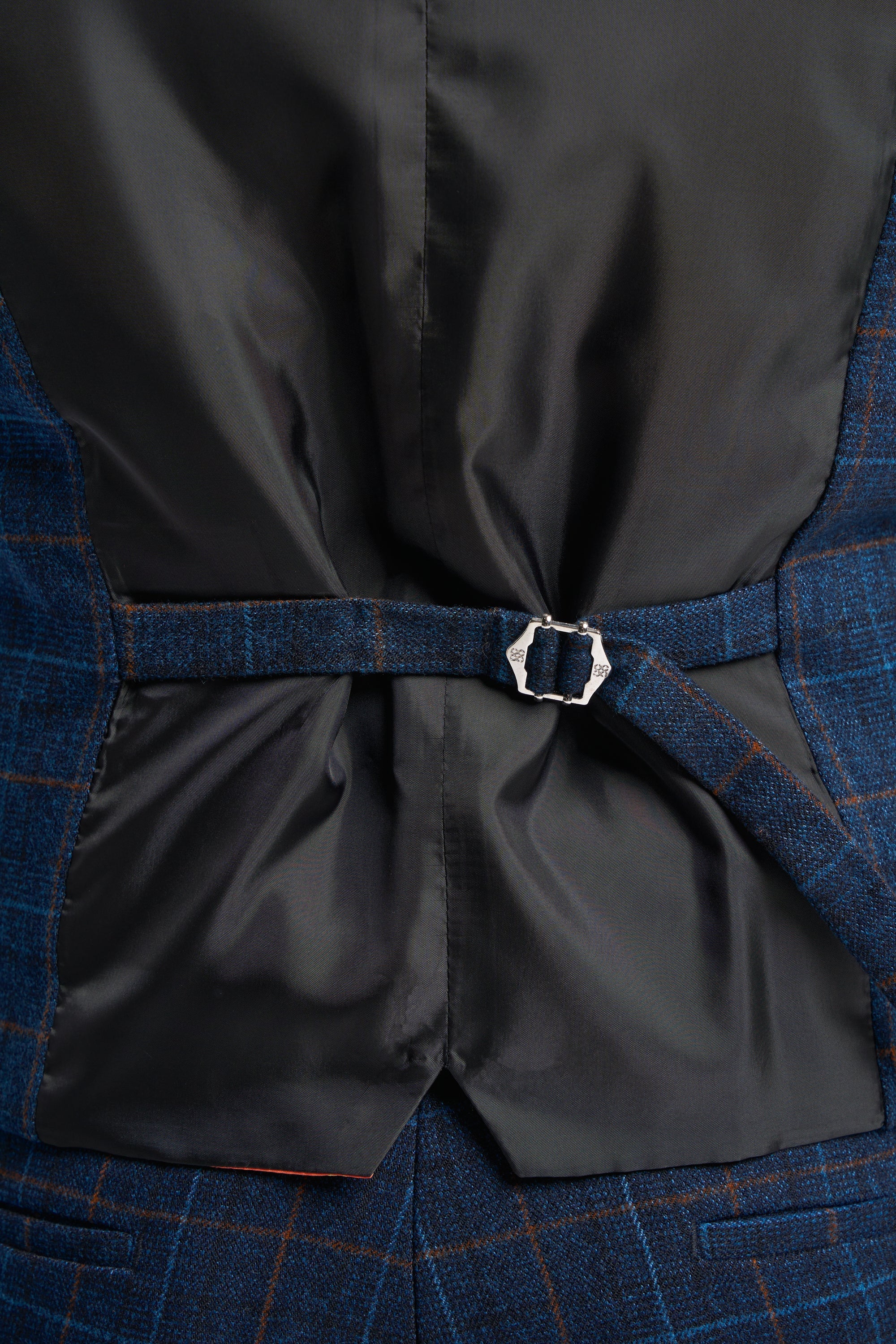 Men's Windowpane Check Tweed Blue Suit - CODY - Navy Blue - Image 13