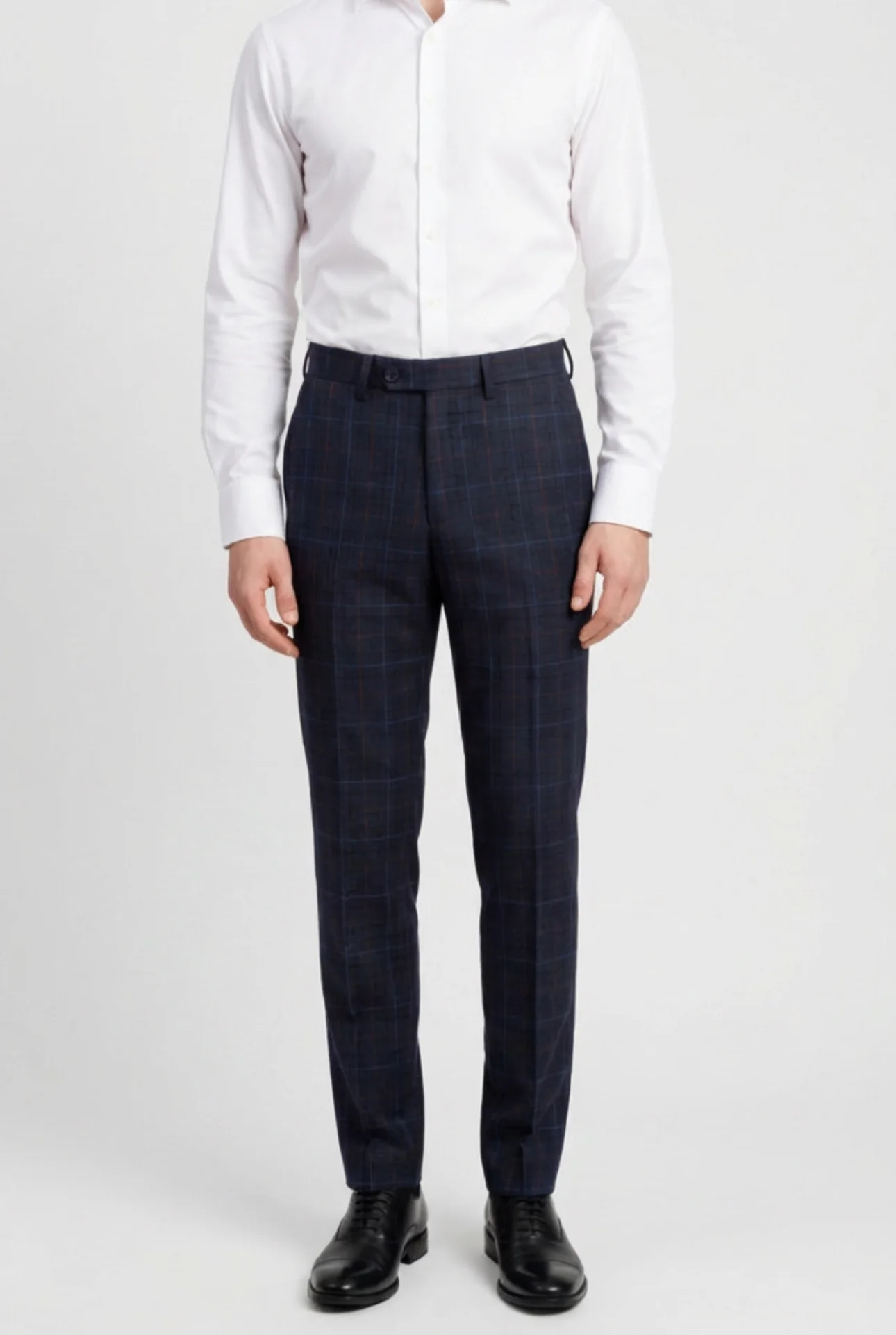 Men's Tailored Fit Retro Check Trousers - ANTHONY NAVY - Image 3