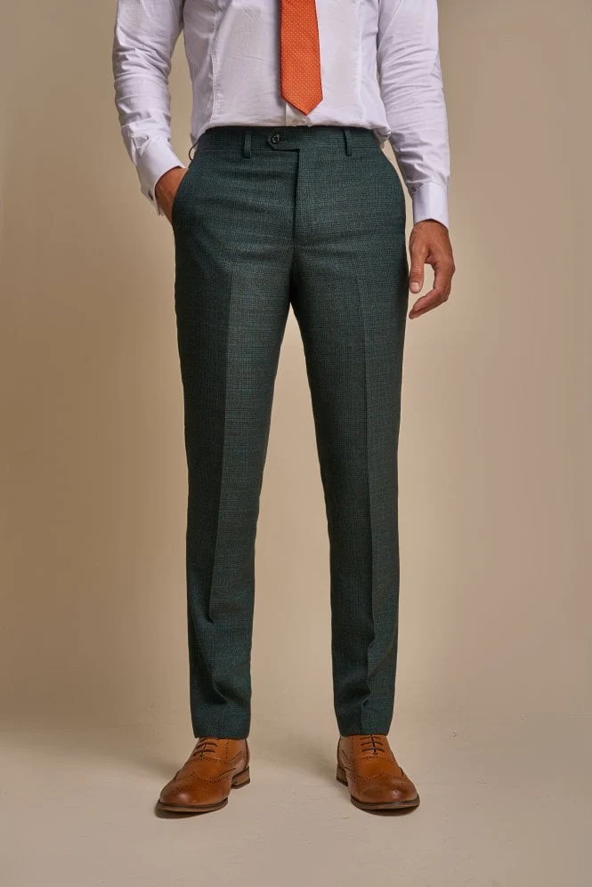 Men's 3-Piece Tweed Glen Check Suit - CARIDI - Olive Green - Image 7