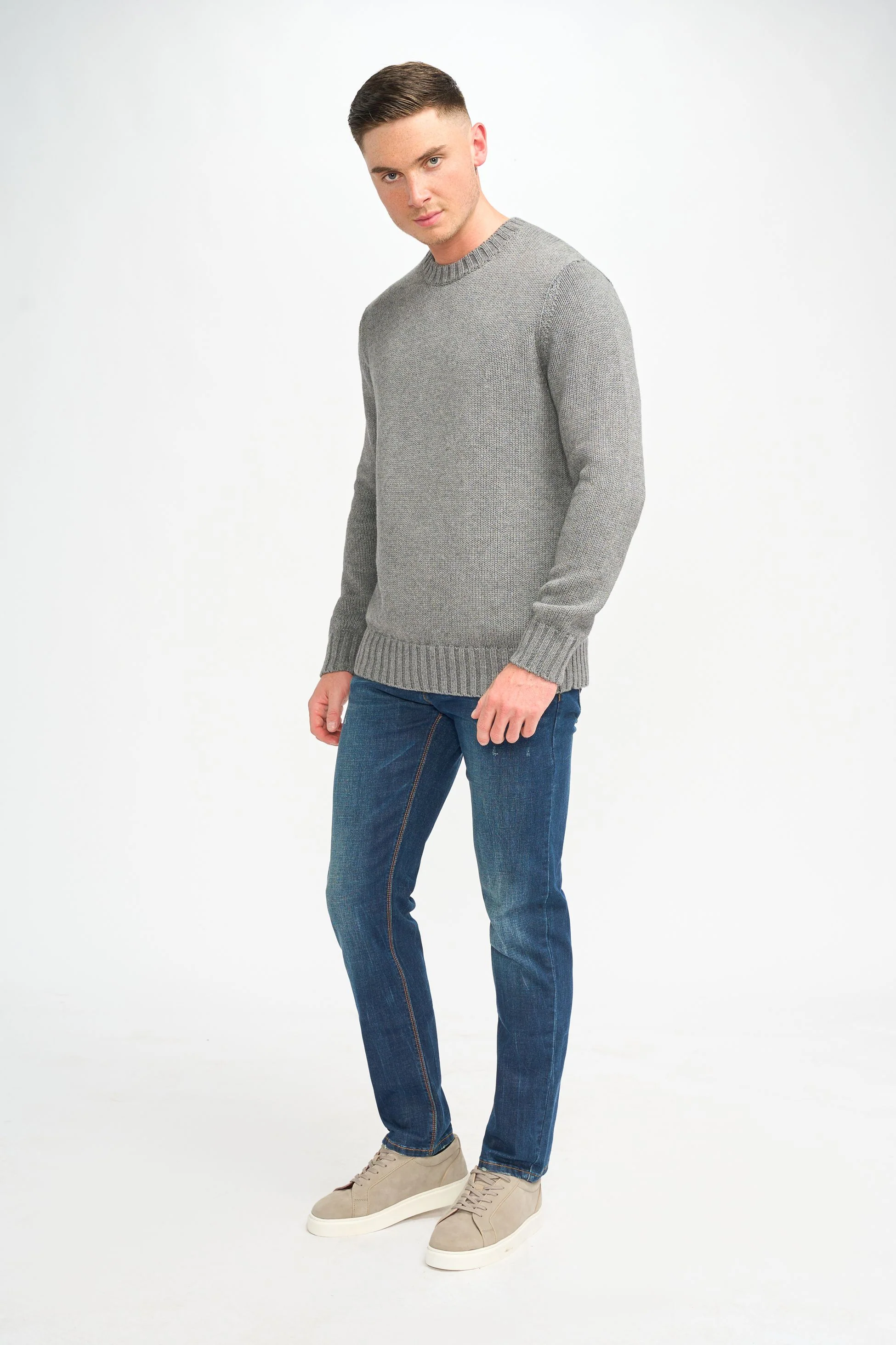 Men’s Classic Knit Pullover Jumper - FARREL - Grey - Image 2