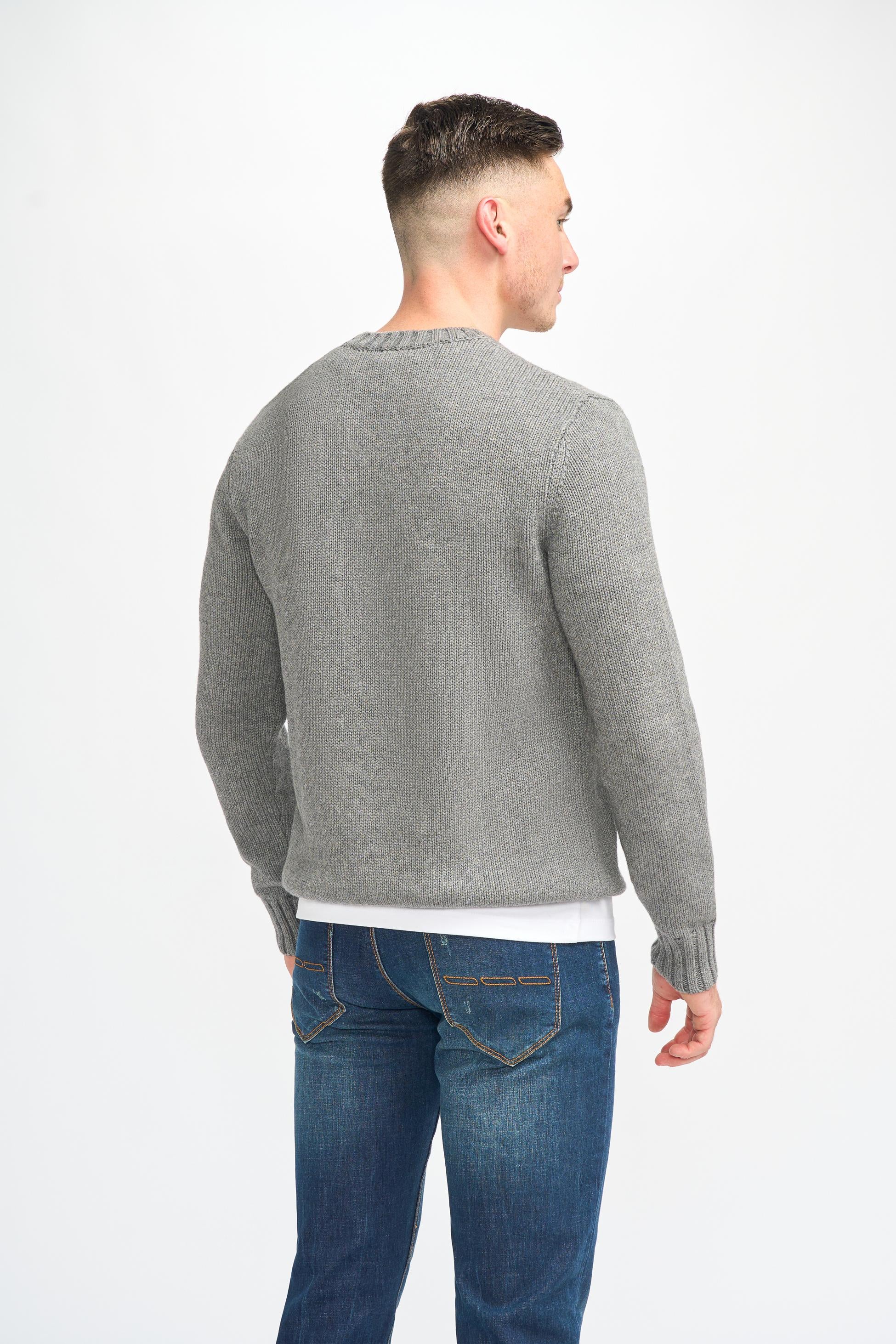 Men’s Classic Knit Pullover Jumper - FARREL - Grey - Image 6