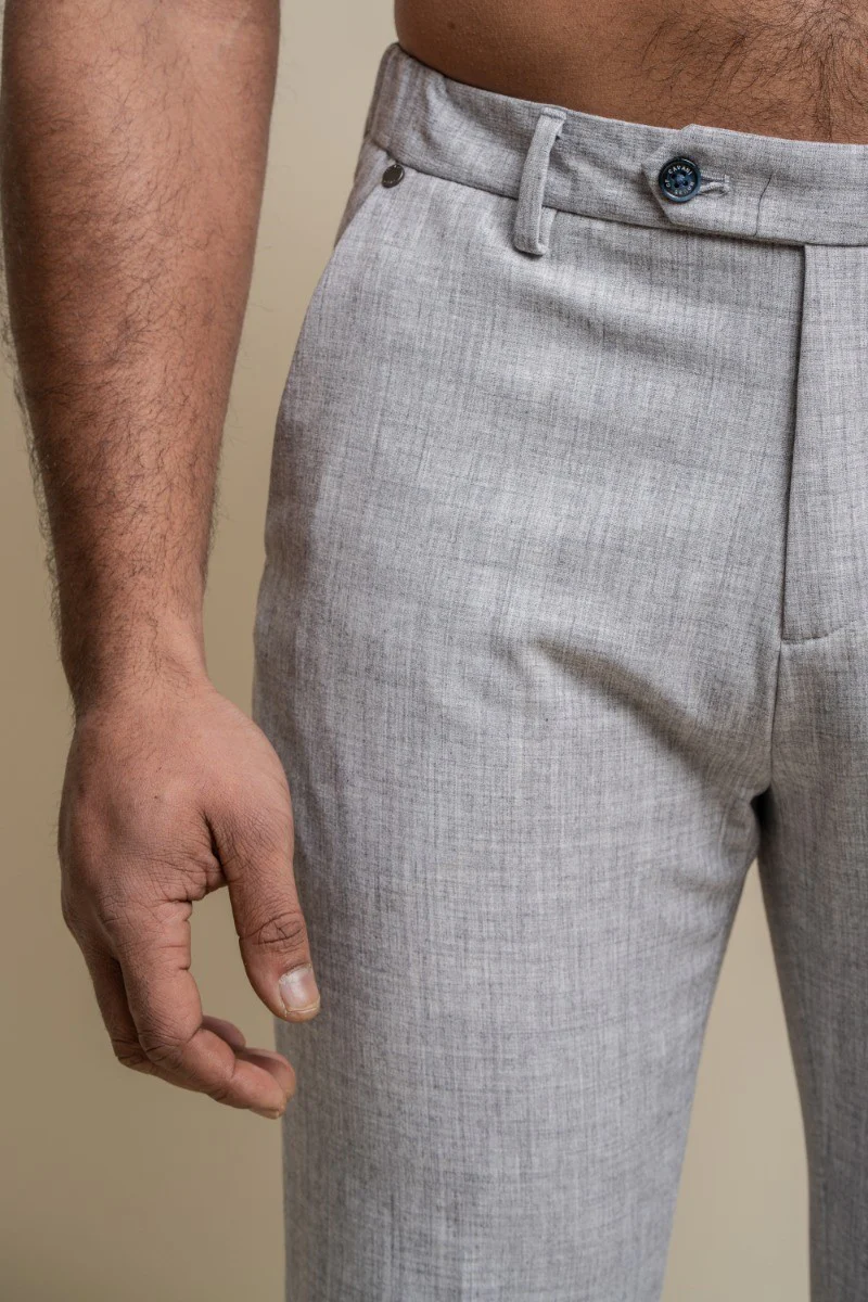 Men's Slim Fit Formal Trousers - TOKYO - Dove Grey - Image 5