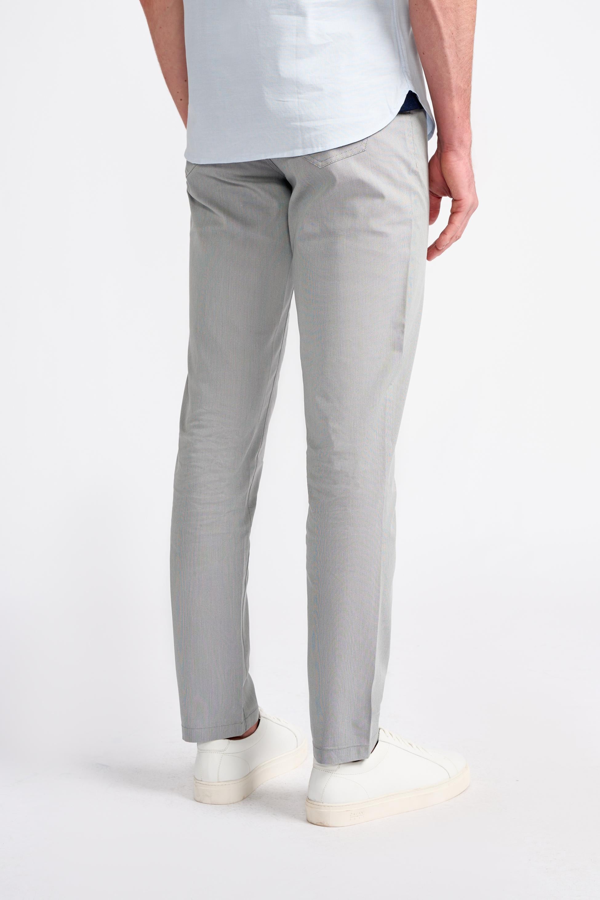 Men’s Cotton Blend Jean Cut Chino Trousers – DALTON - Grey - Image 3