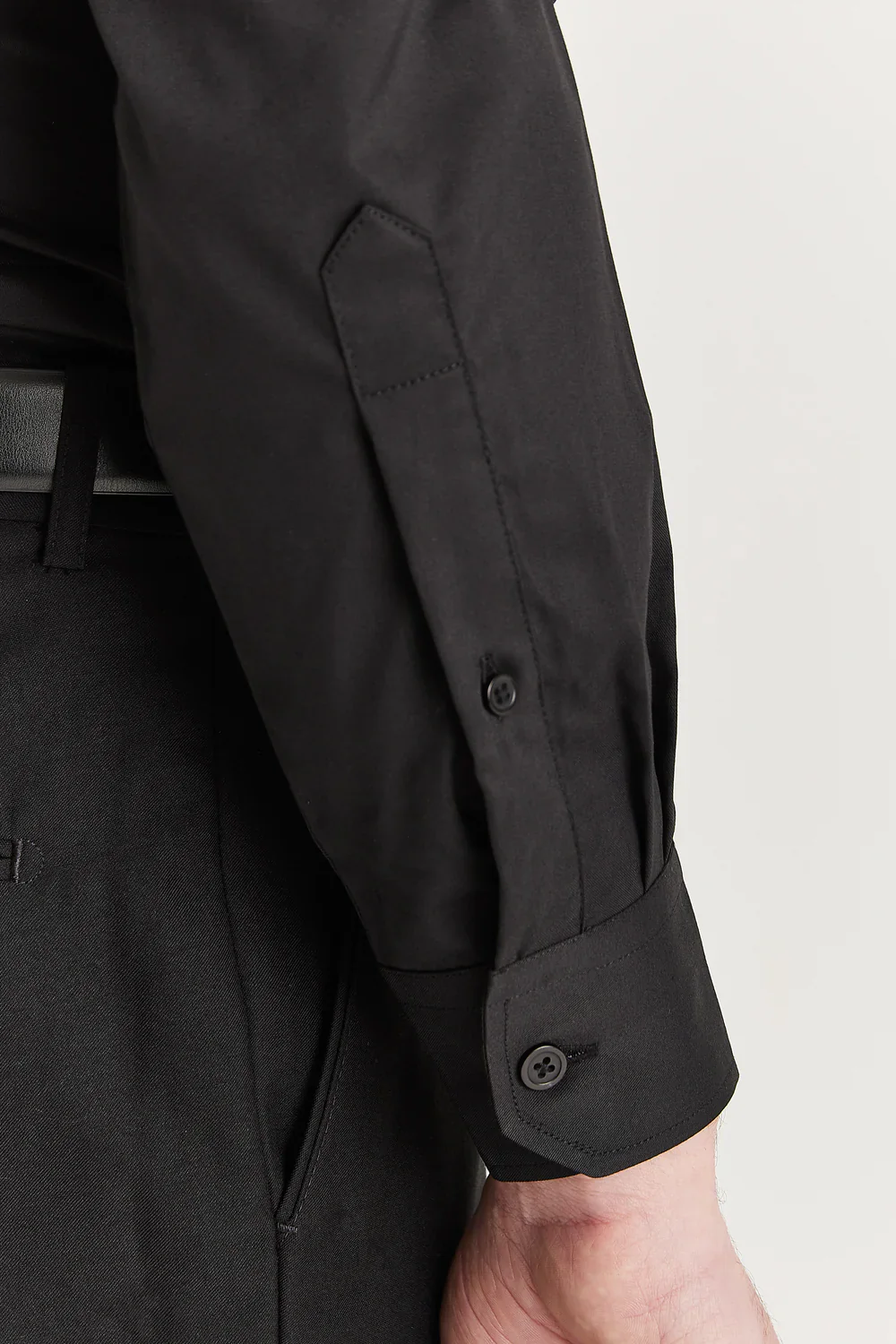 Men's Double Cuff Tailored Fit Formal Shirt - Black - Image 4