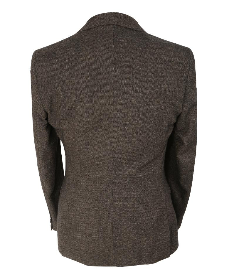 Men's Herringbone Tweed Slim Fit Formal Suit - MARTEZ - Brown - Image 3