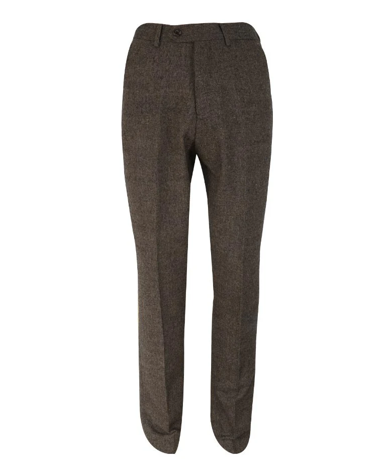 Men's Herringbone Tweed Slim Fit Formal Suit - MARTEZ - Brown - Image 7
