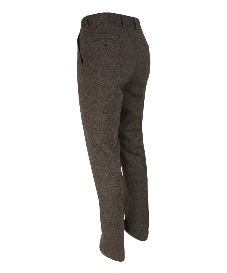 Men's Herringbone Tweed Slim Fit Formal Suit - MARTEZ - Brown - Image 8