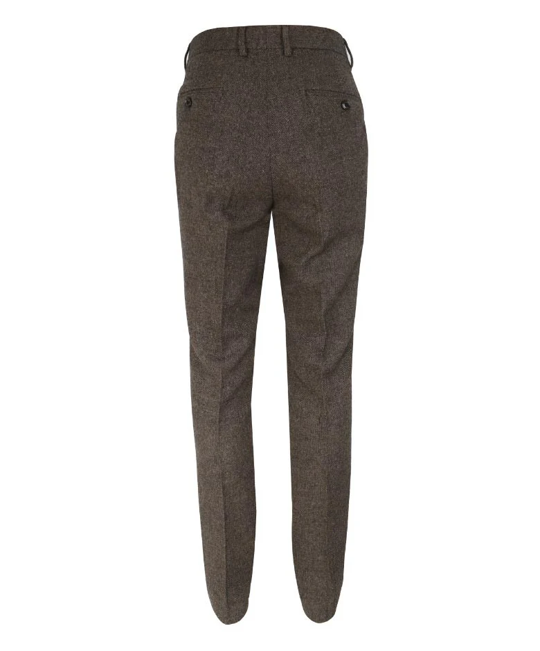 Men's Herringbone Tweed Slim Fit Formal Suit - MARTEZ - Brown - Image 9