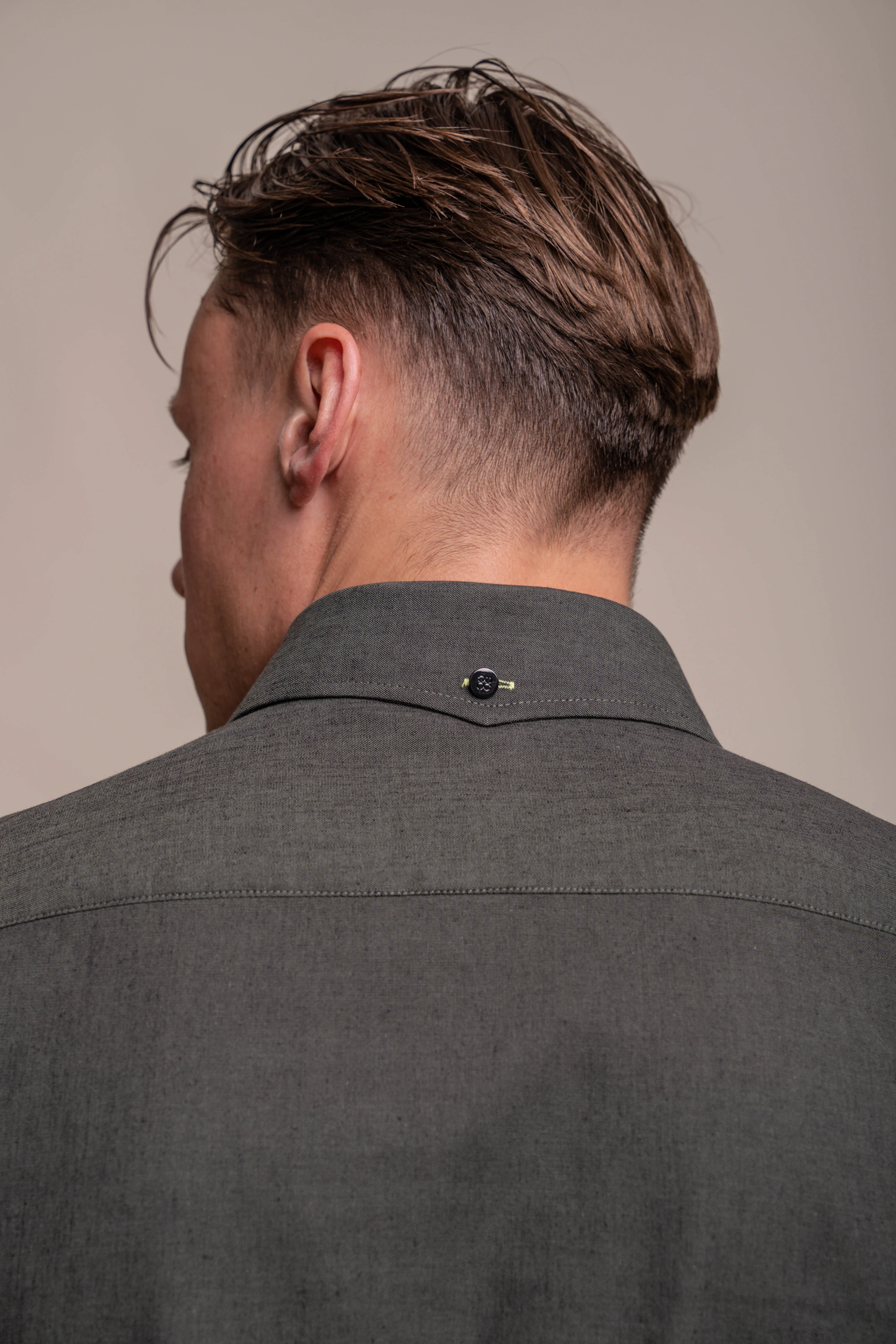 Men's Long Sleeves Linen Shirt - JORDI - Olive Green - Image 4