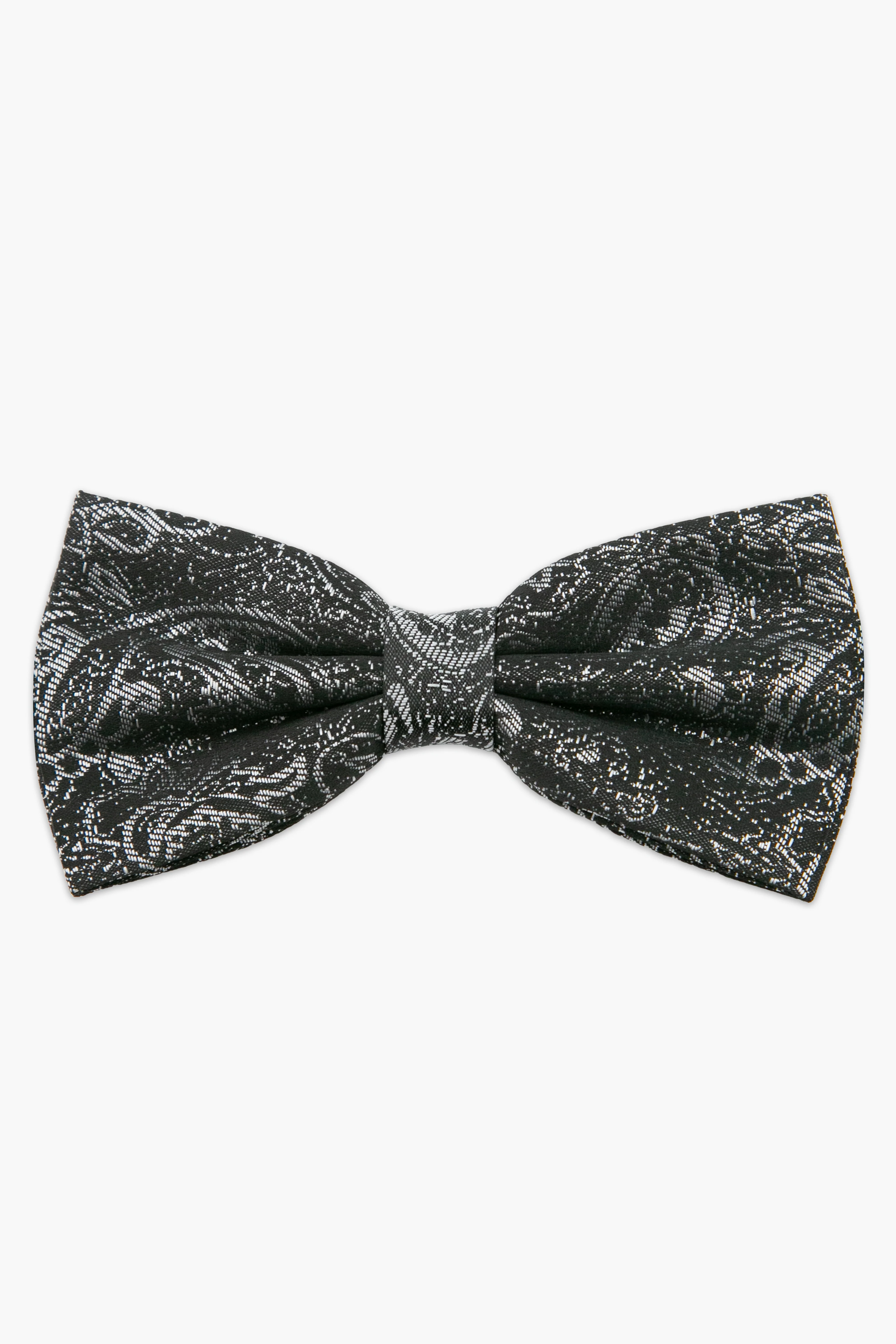 Men's Paisley Pre-Tied Dickie Bow Tie - Grey