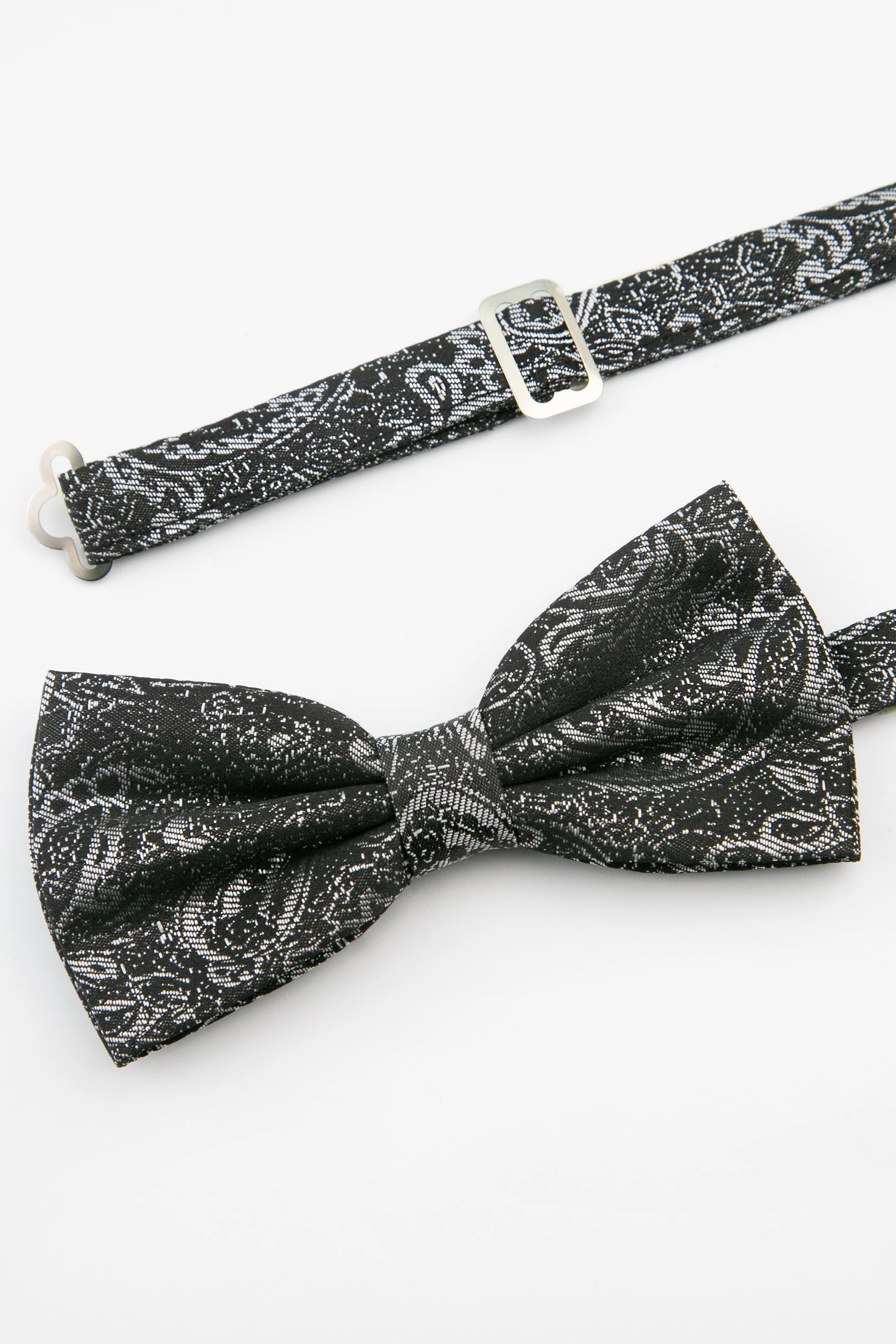 Men's Paisley Pre-Tied Dickie Bow Tie - Grey - Image 2