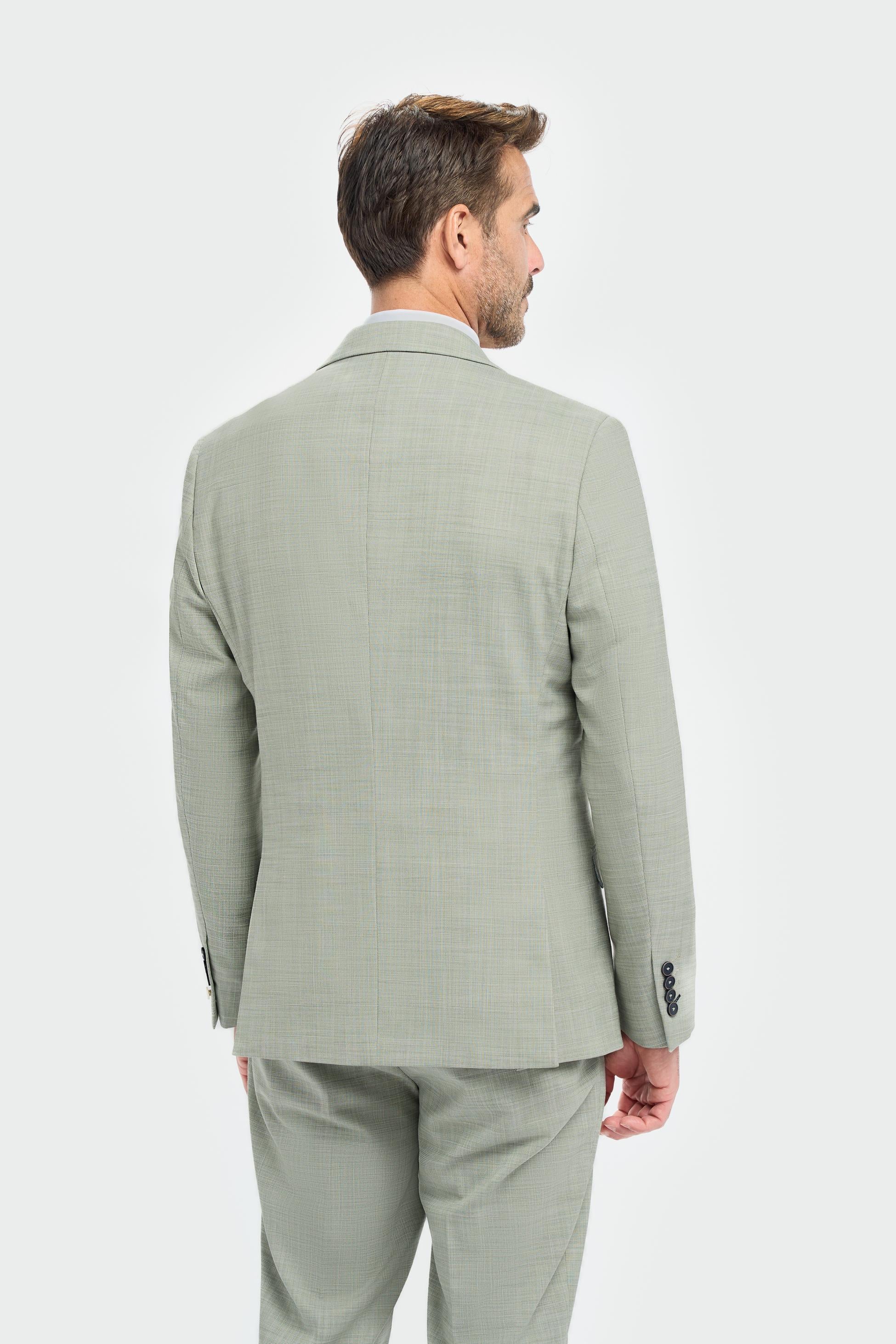 Men’s Sage Green Textured Suit Jacket - Camden - Sage Green - Image 3