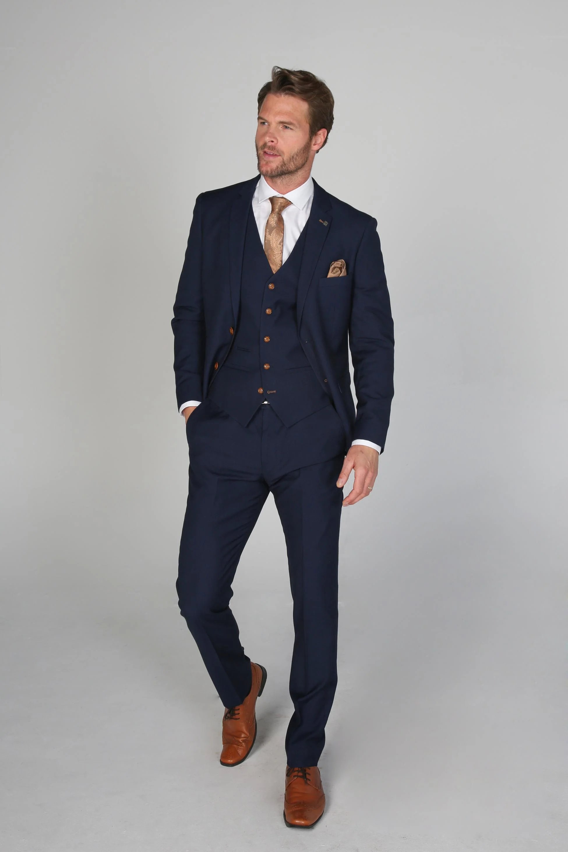Men's Tailored Fit Formal Suit - MAYFAIR - Navy Blue - Image 3