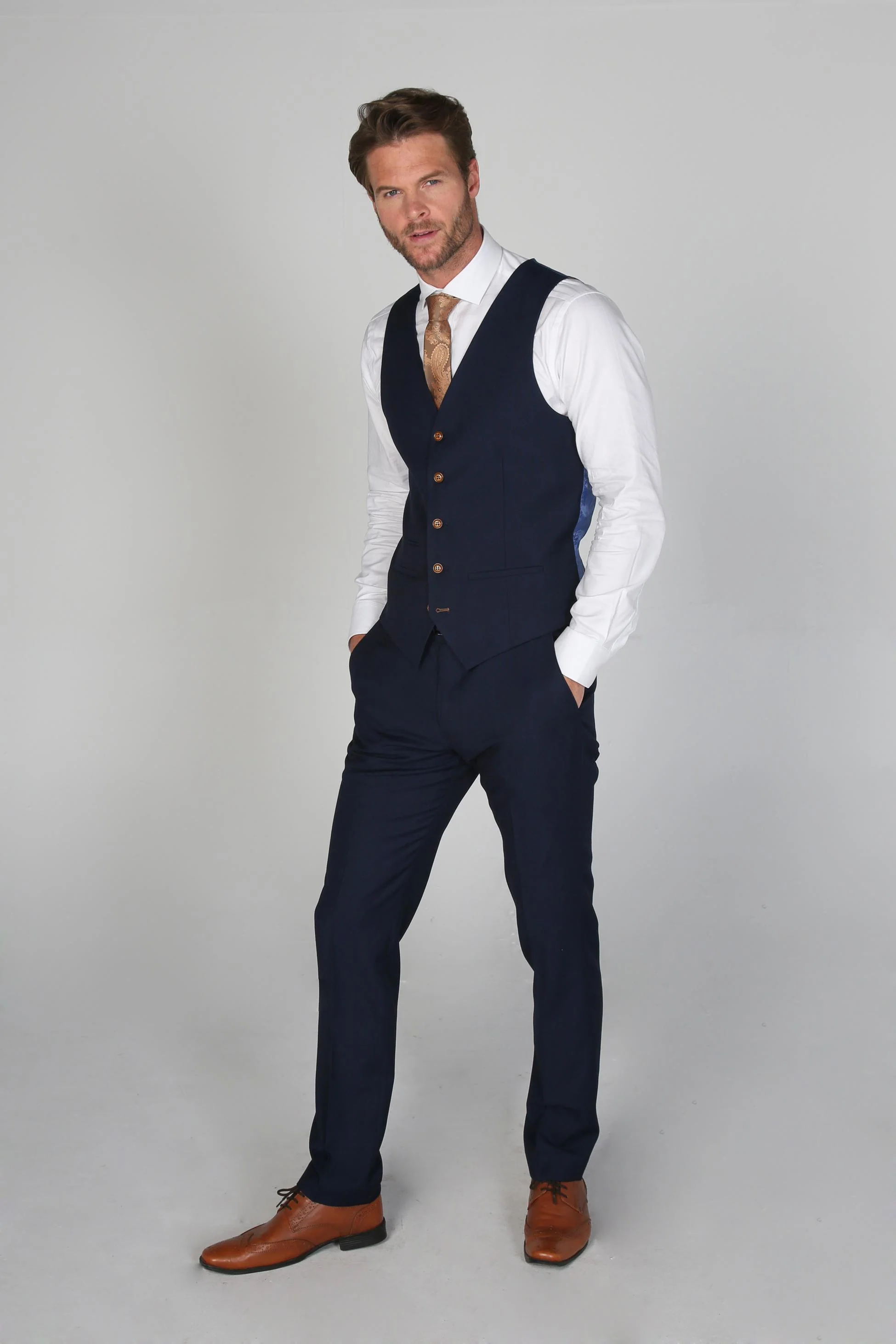 Men's Tailored Fit Formal Suit - MAYFAIR - Navy Blue - Image 7