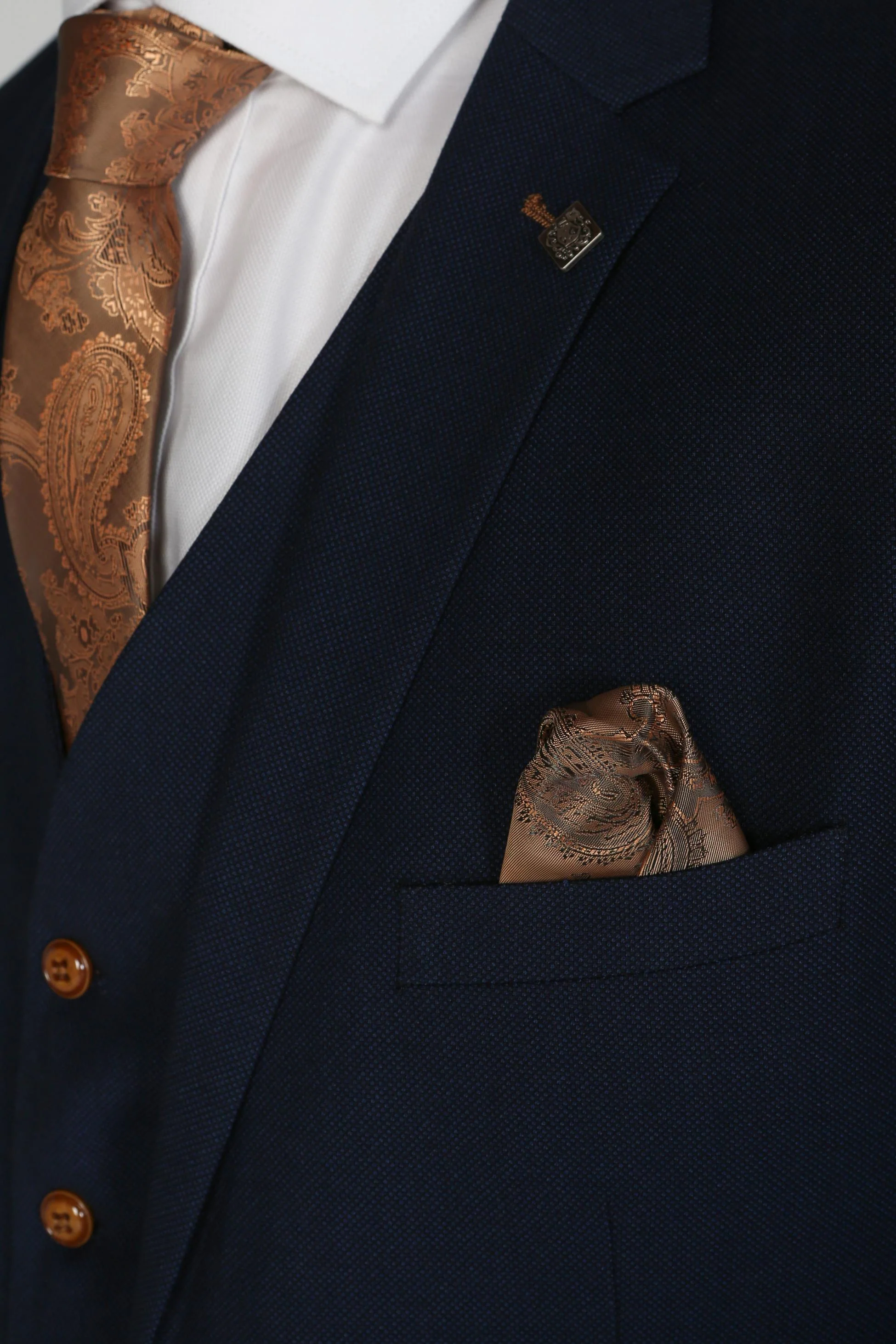 Men's Tailored Fit Formal Suit - MAYFAIR - Navy Blue - Image 9