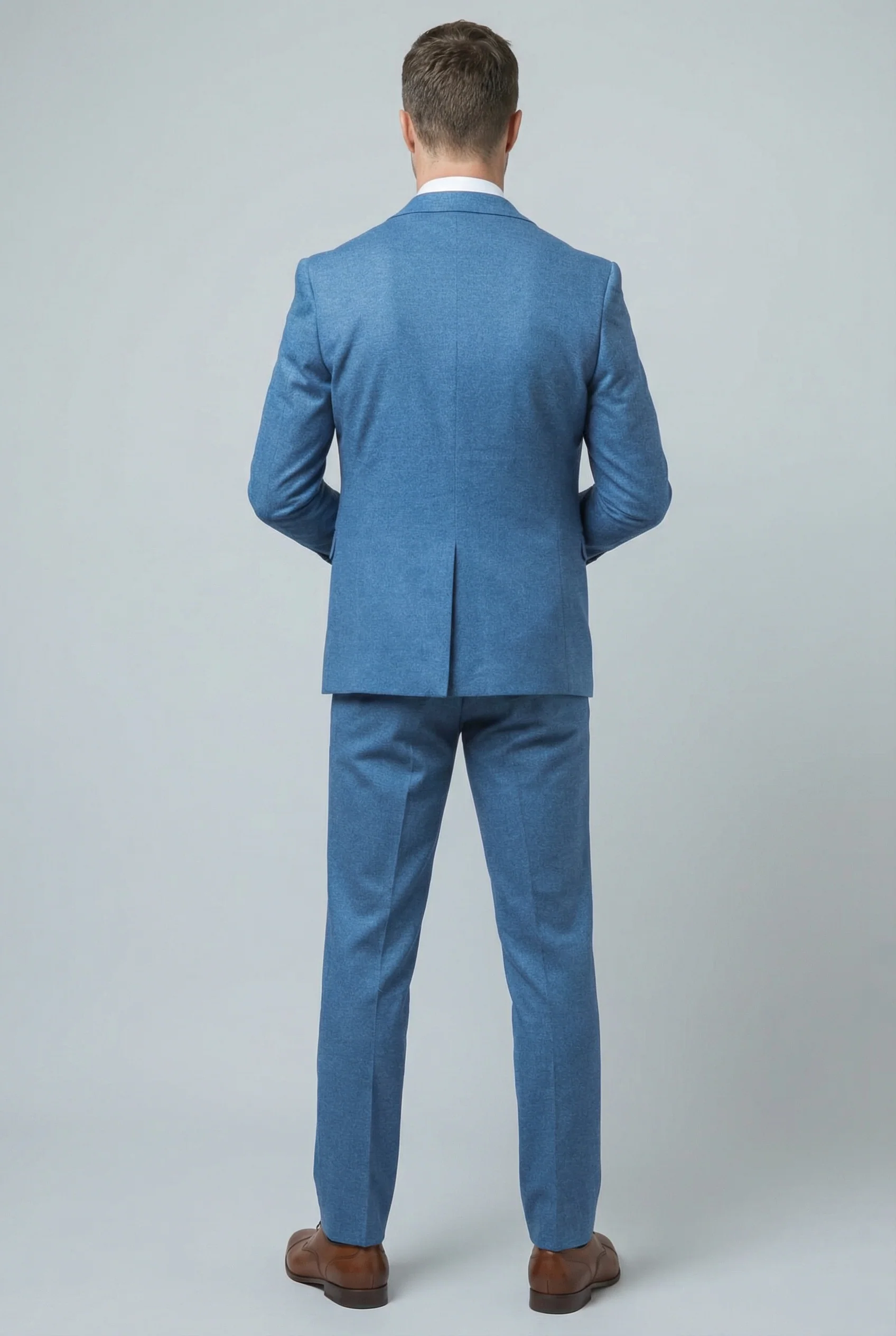 Men's Tweed Slim Fit Suit - JAXON - Yale Blue - Image 3