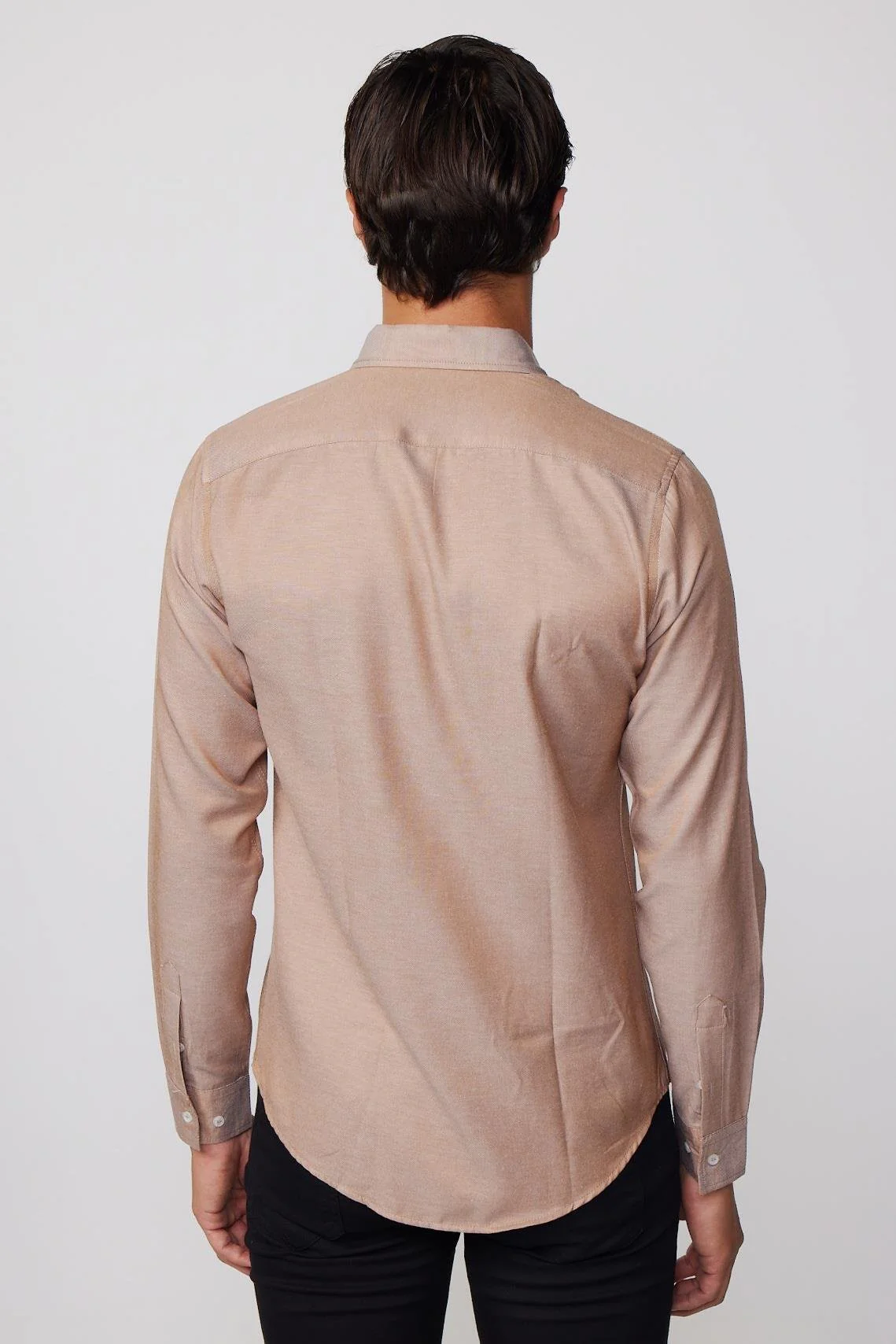 Men's Slim Fit Cotton Button-Down Oxford Shirt - GABARDIN - Tan - Image 3
