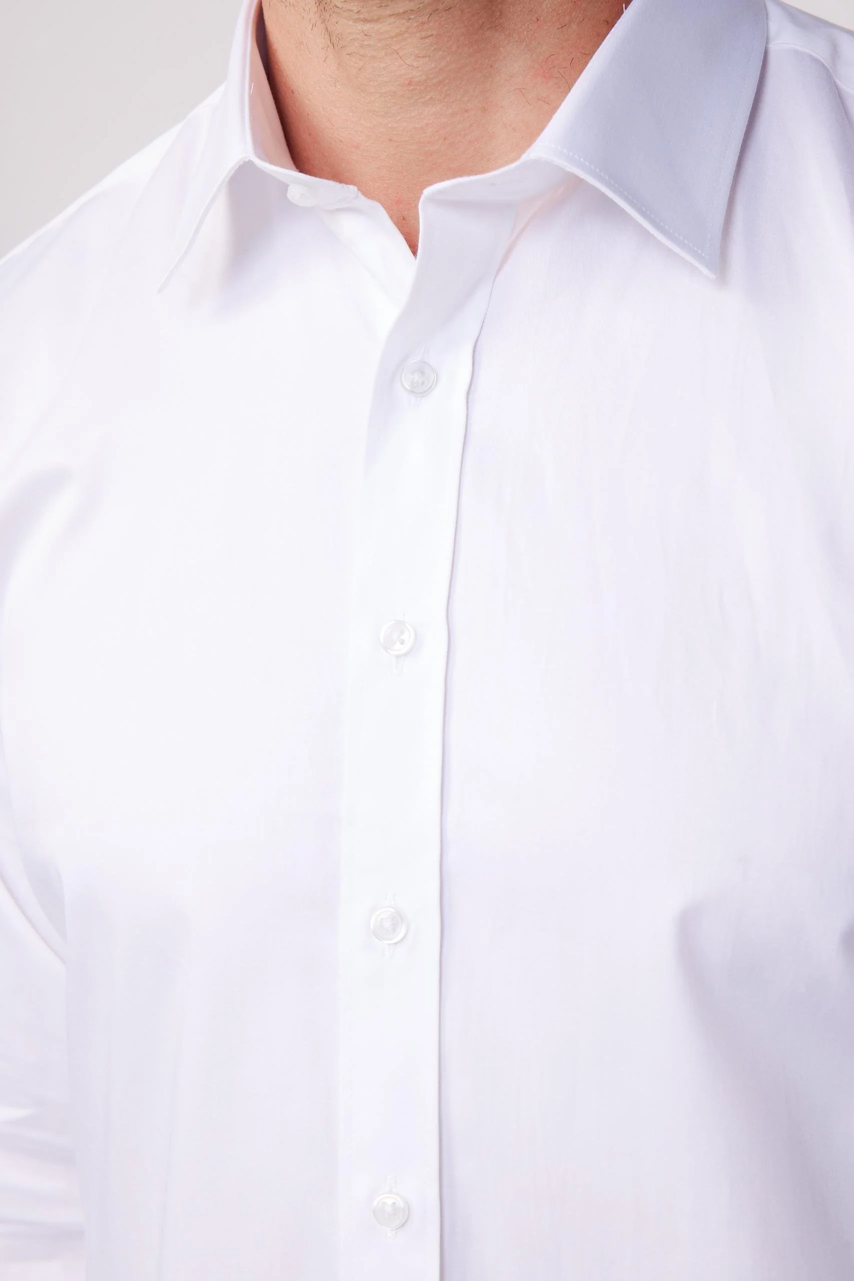 Men's Slim Fit Cotton Satin White Dress Shirt - White - Image 5