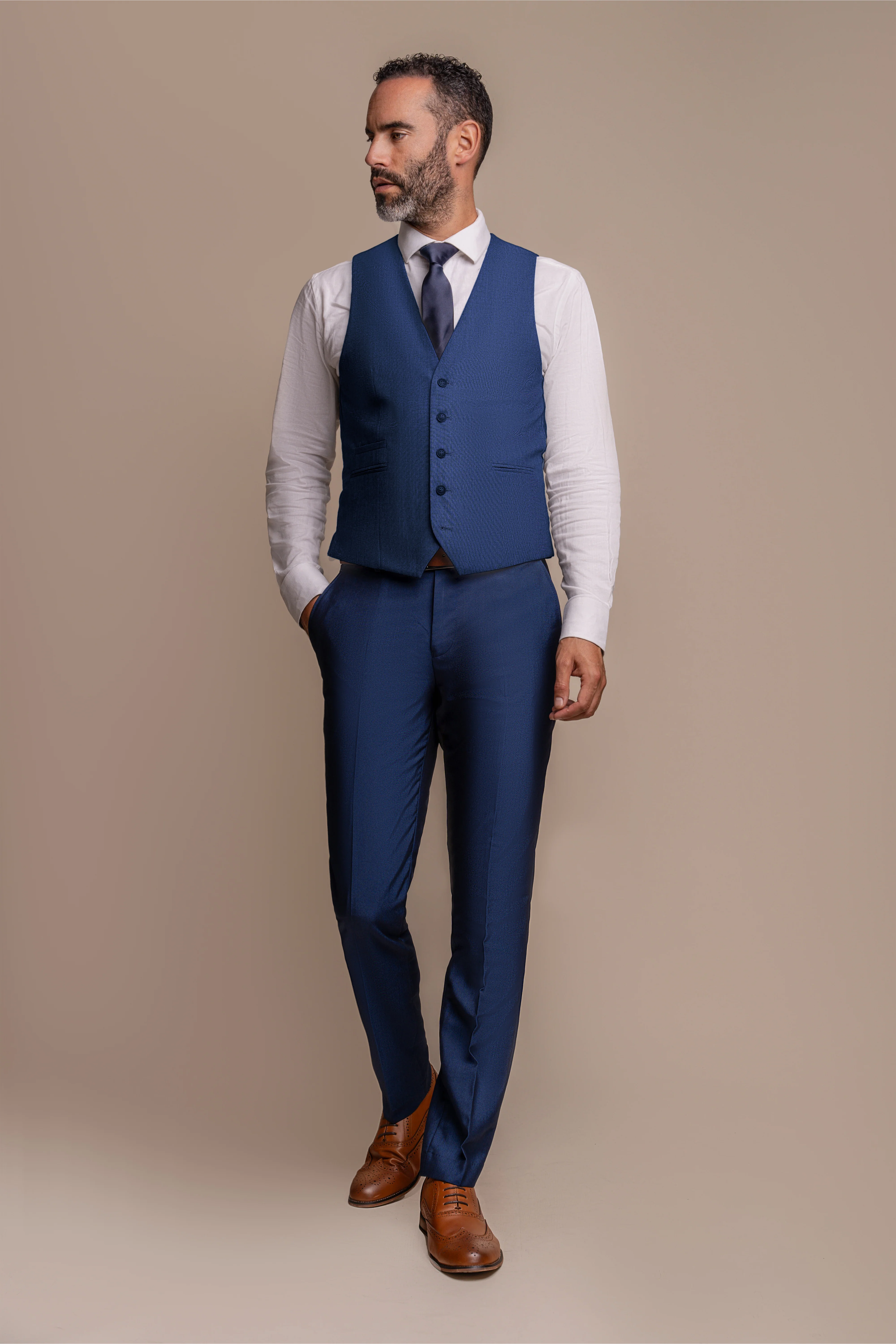 Men's Slim Fit Formal Royal Blue Suit Jacket - FORD - Royal Blue - Image 4