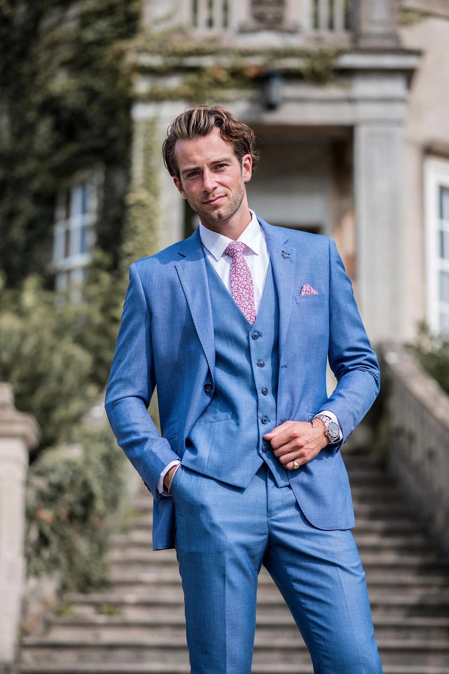 Men's Slim Fit Suit Jacket - REEGAN - Sky Blue - Image 4