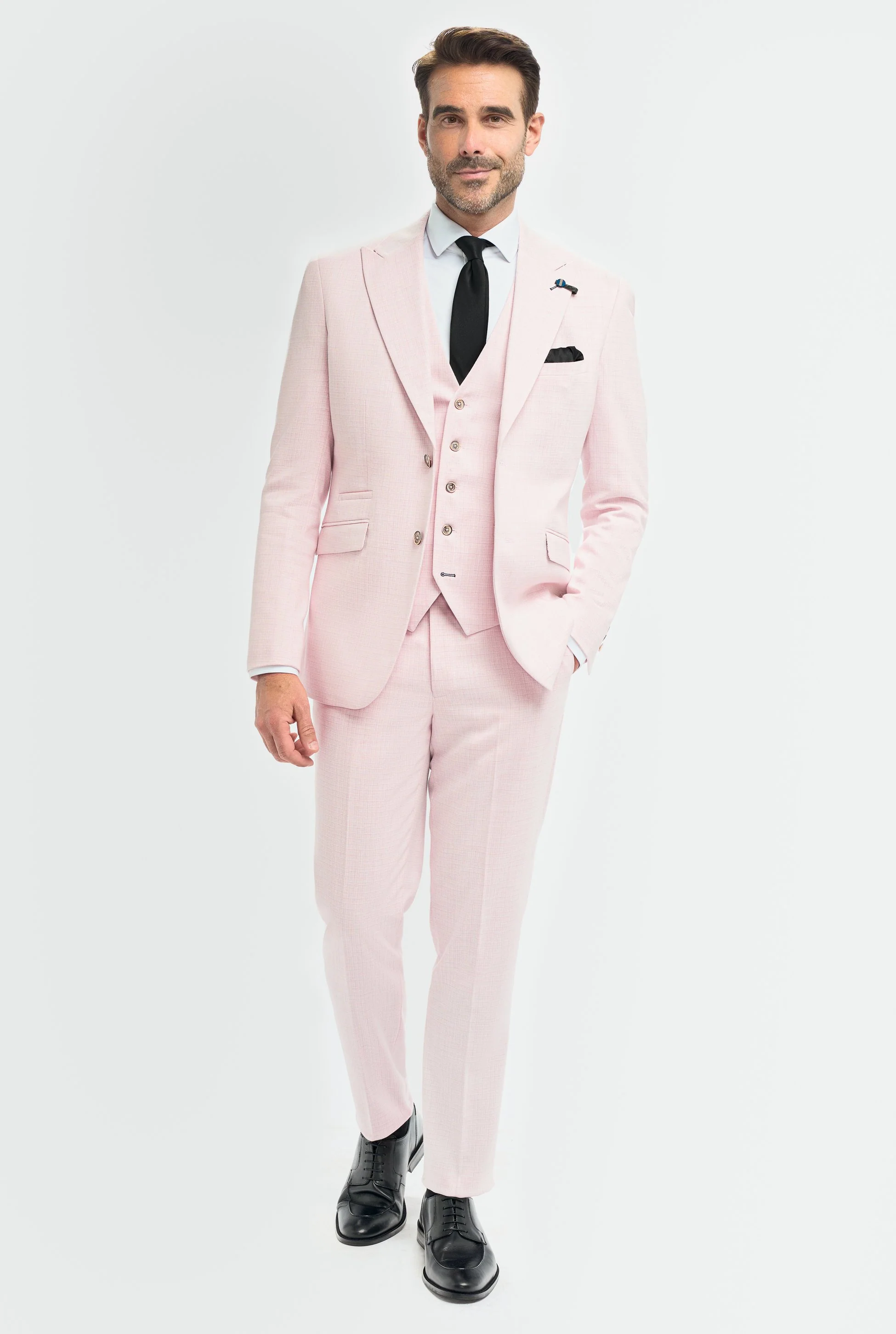 Men’s Slim Fit Textured Formal Suit Jacket - Tropez - Mauve - Image 2