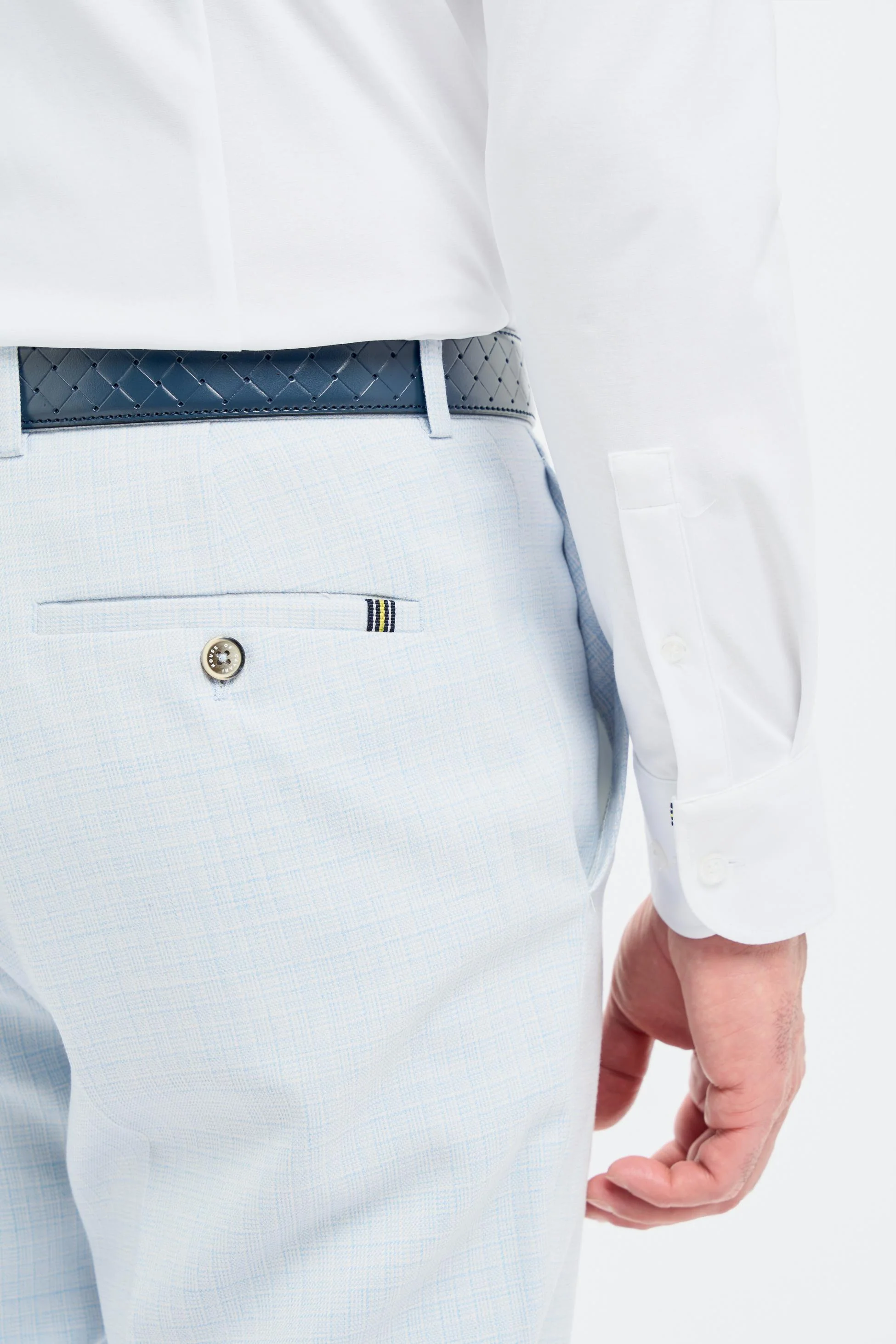 Men’s Slim Fit Textured Formal Trousers - Tropez - Sky Blue - Image 4