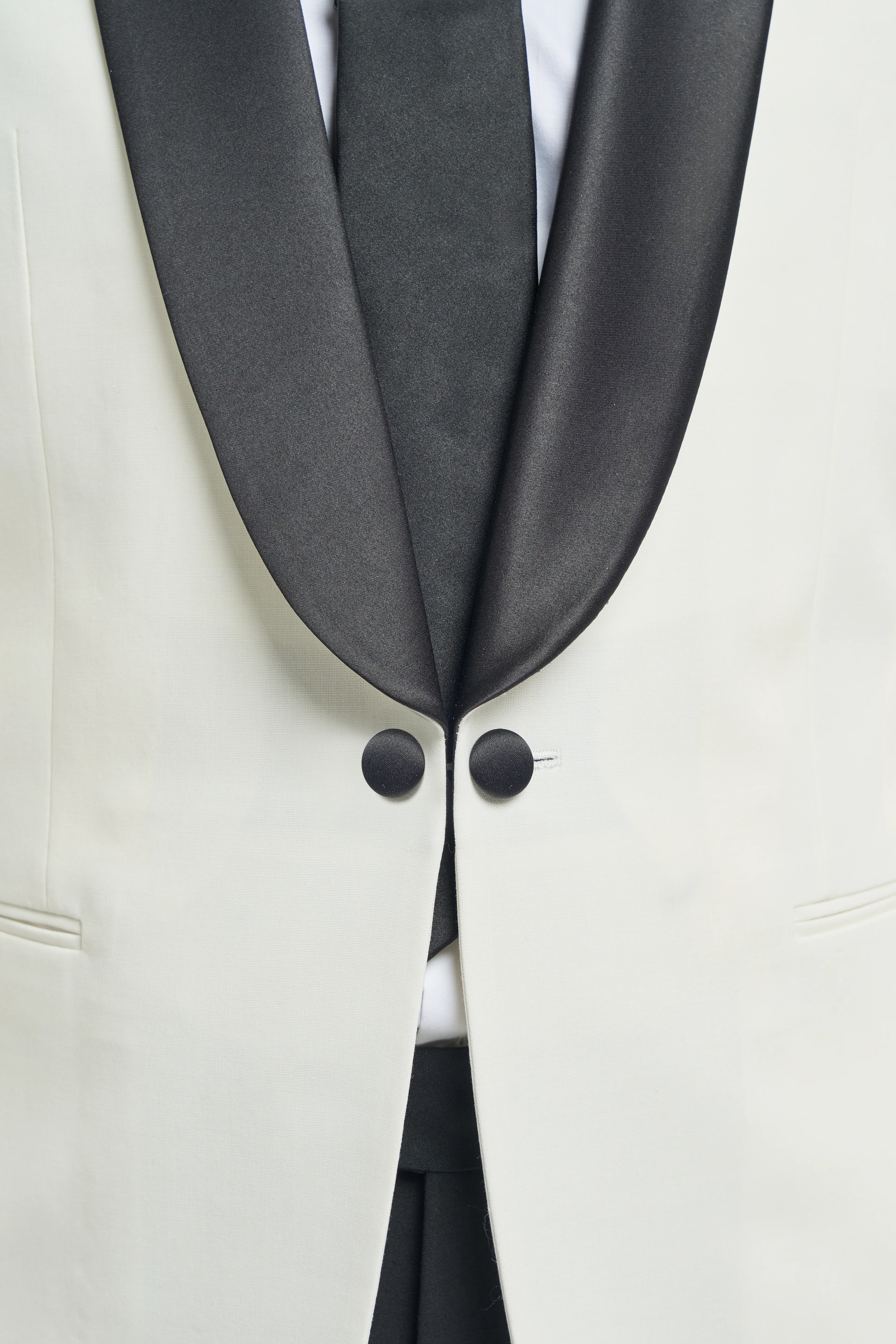 Men's Slim Fit Wool Blend Tuxedo Suit Jacket - ASPEN - Ivory - Image 4