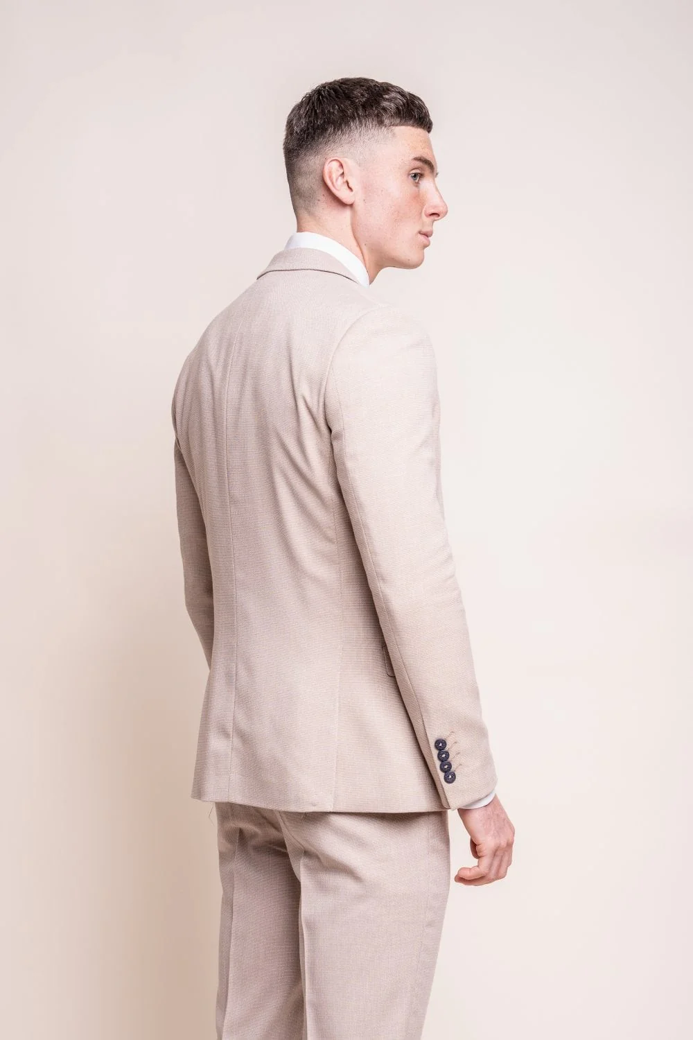 Men's Slim Fit Formal Suit- MIAMI Beige - Beige - Image 3