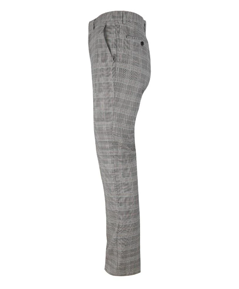 Men's Slim Fit Retro Check Trousers - QUINCY Stone - Dark Grey - Image 3