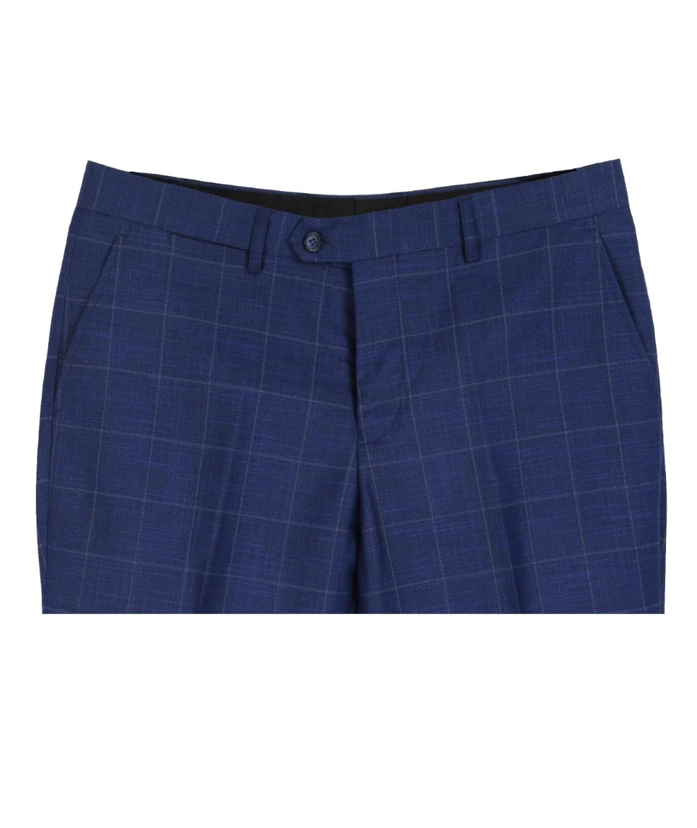 Men's Windowpane Check Trousers - ROVER Blue - Blue - Image 3