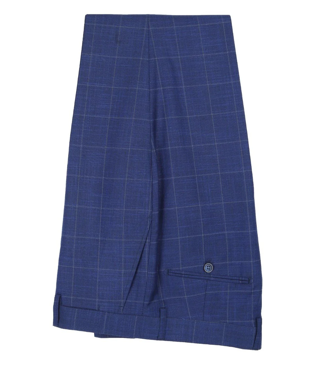 Men's Windowpane Check Trousers - ROVER Blue - Blue - Image 4