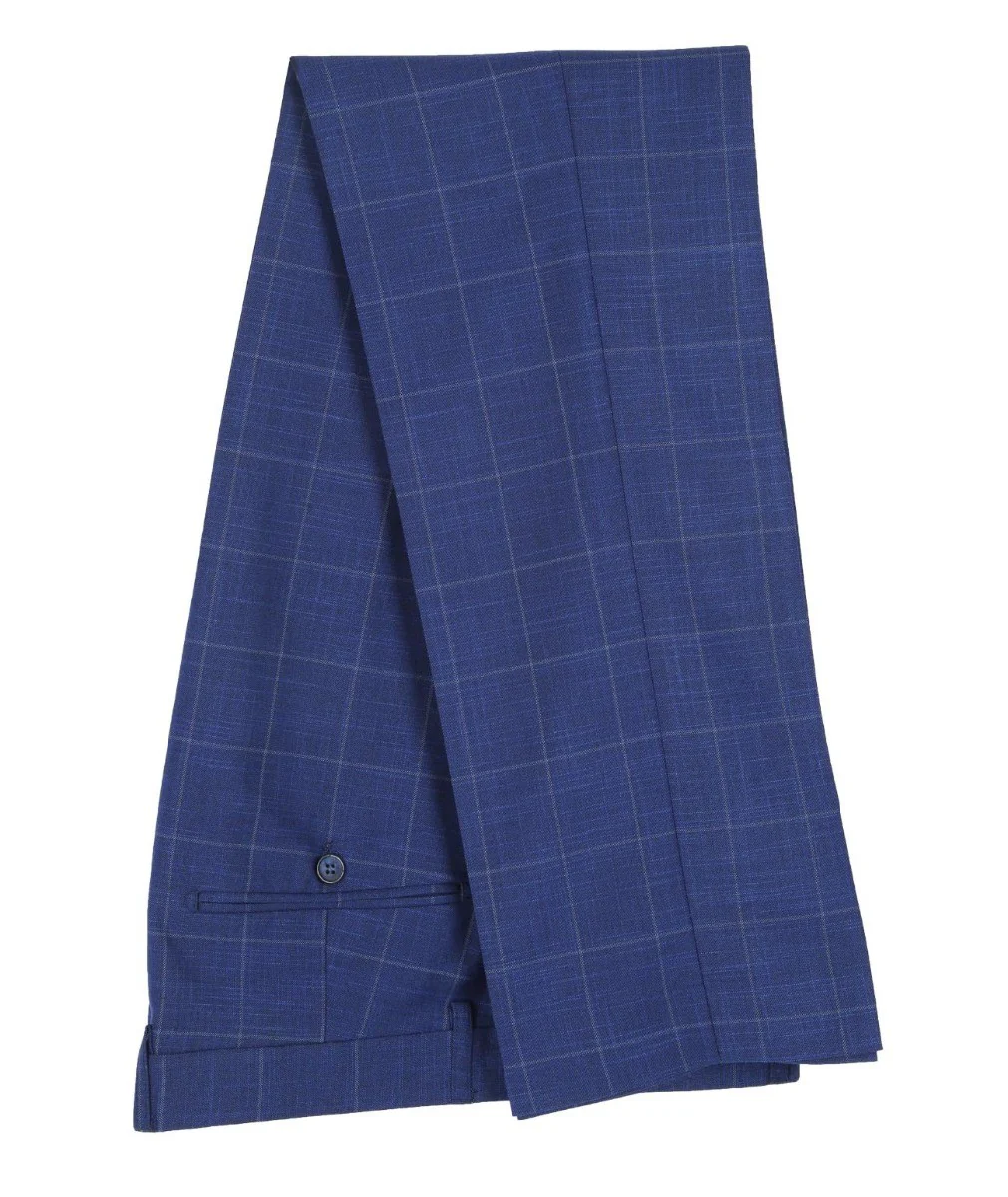 Men's Windowpane Check Trousers - ROVER Blue - Blue - Image 5