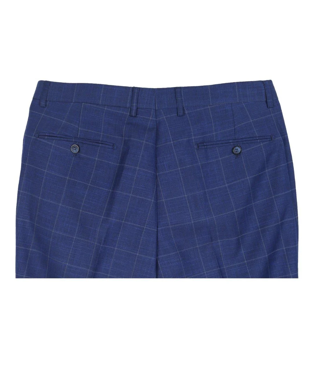 Men's Windowpane Check Trousers - ROVER Blue - Blue - Image 6
