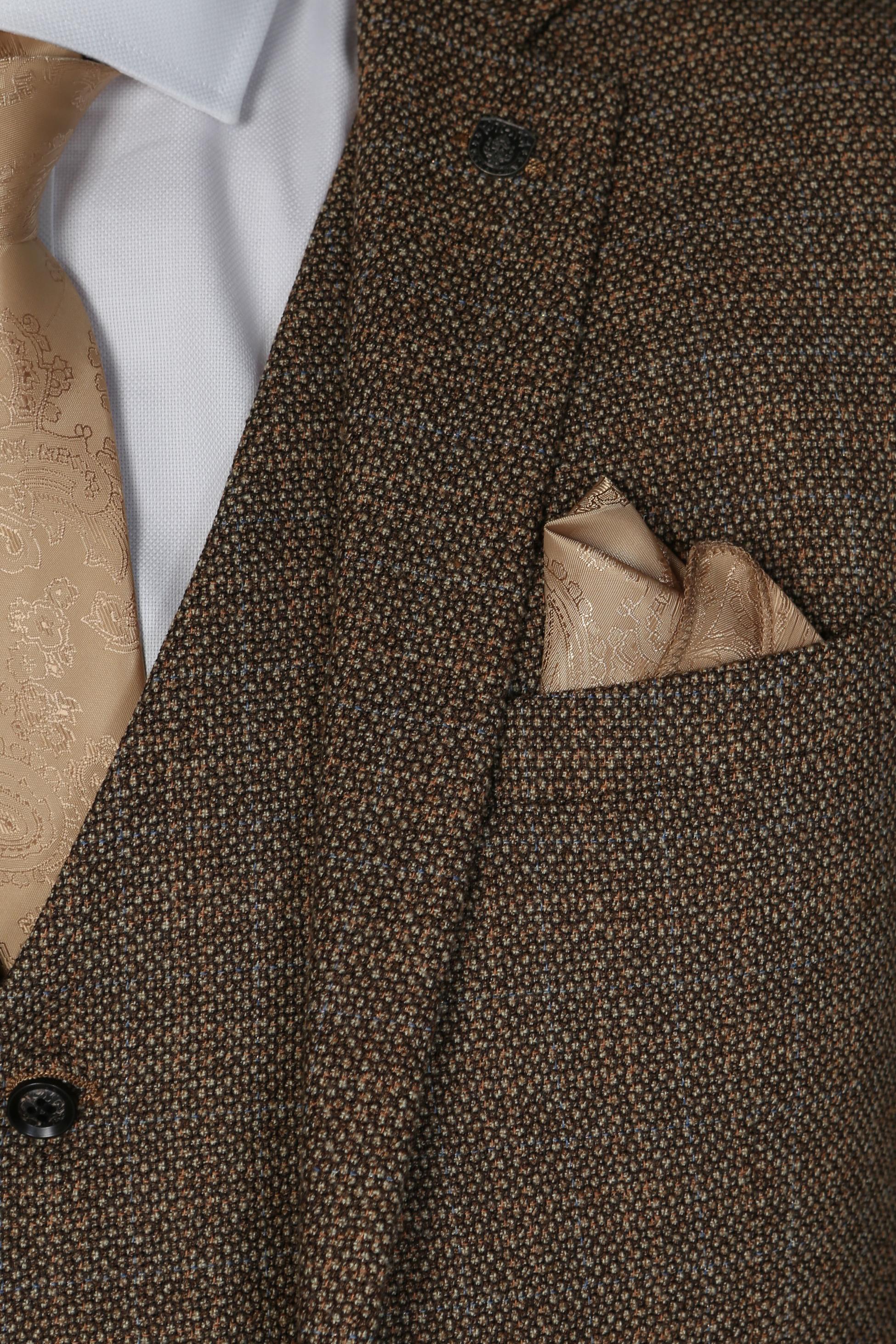 Men's Tweed-Like Tailored Fit  Formal Suit - RALPH - Brown - Image 8