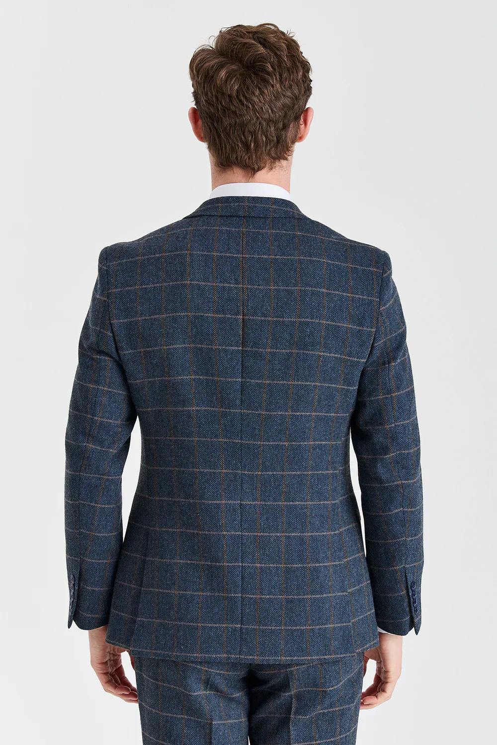 Men's Tweed Retro Windowpane Formal Suit - HARRIS - Navy - Image 3