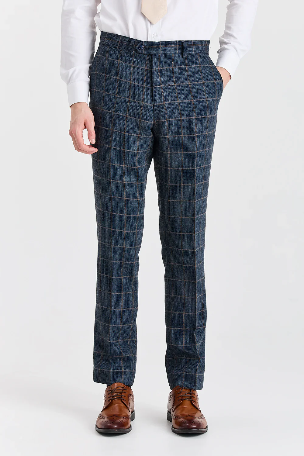Men's Tweed Retro Windowpane Formal Suit - HARRIS - Navy - Image 6