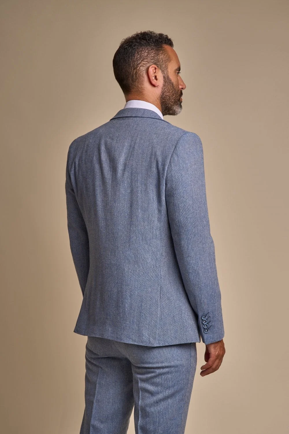Men's Tweed Slim Fit Suit - WELLS Blue - Light Blue - Image 3