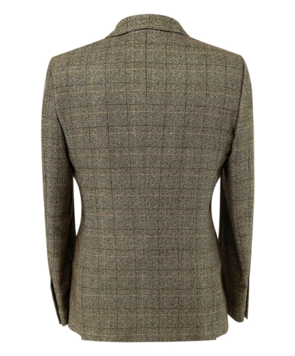 Men's Tweed Windowpane Check Suit - LIAM Beige - Beige - Image 7