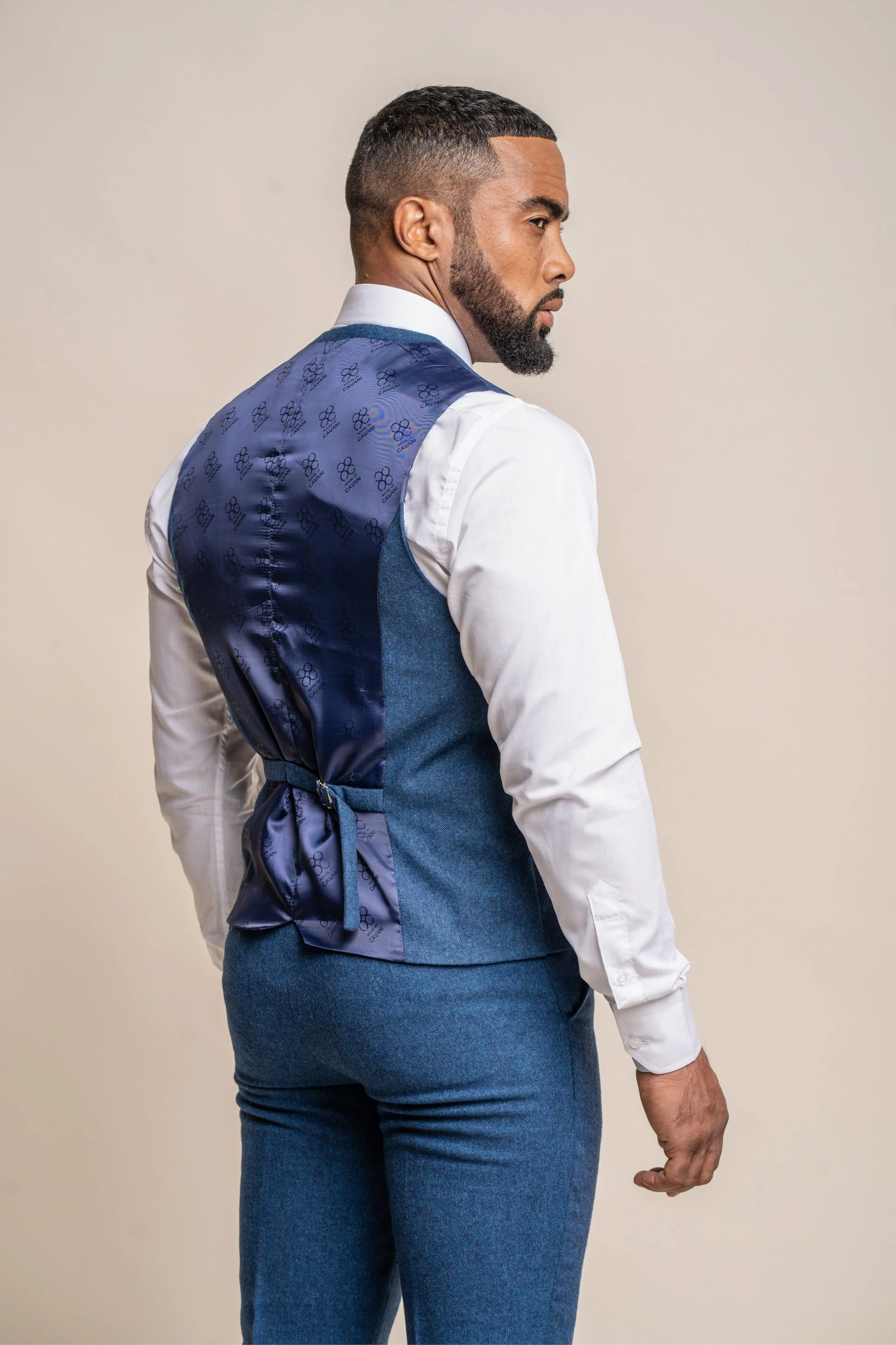 Men's Tweed Wool Slim Fit Formal Blue Suit - ORSON - Blue - Image 6