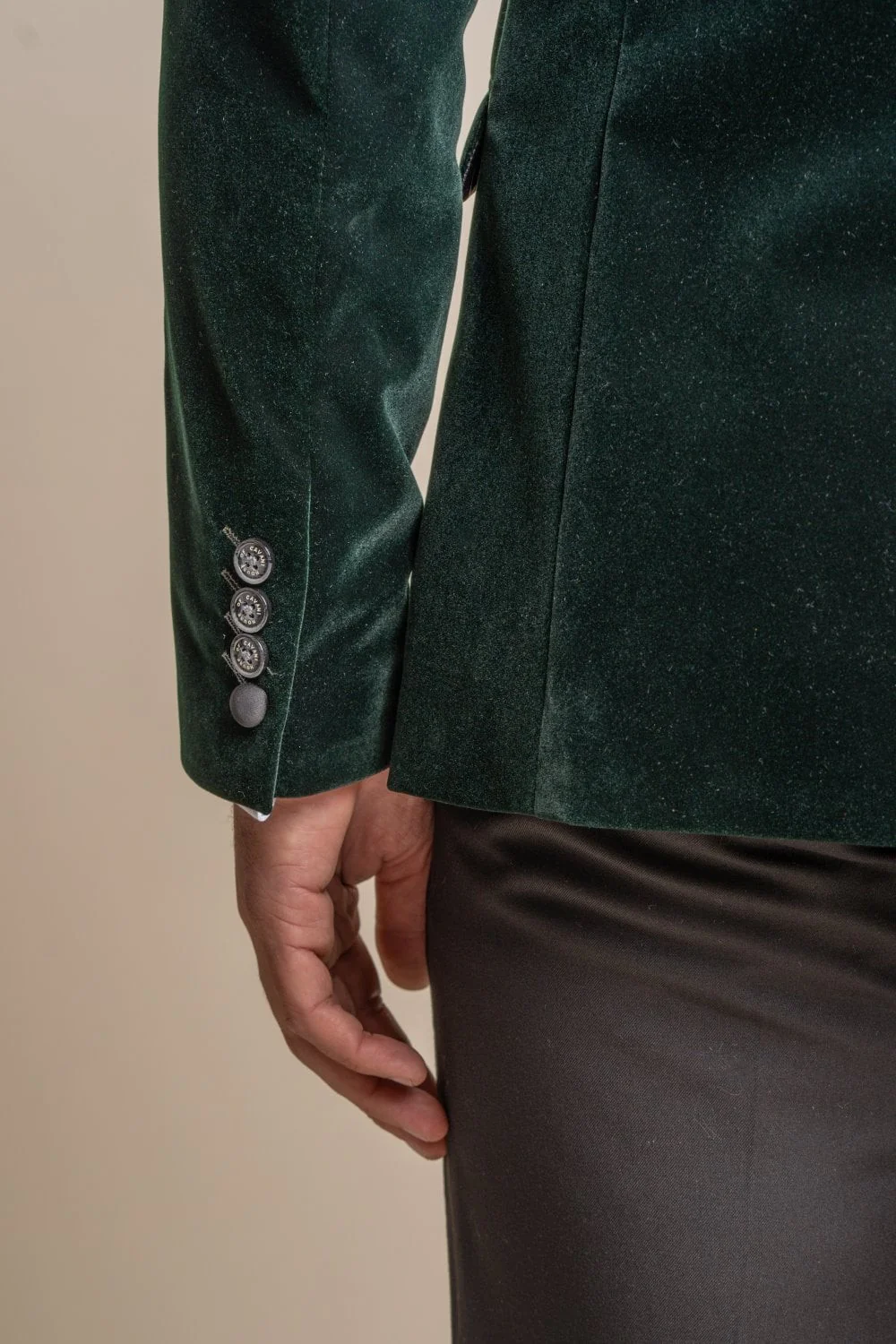 Men's Slim Fit Velvet Tuxedo Blazer - ROSA - Forest Green - Image 4