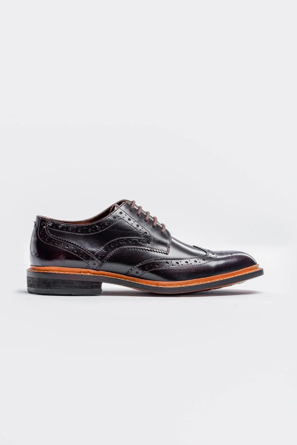 Men's Wingtip Brogue Lace Up Shoes - MERTON - Burgundy - Image 3